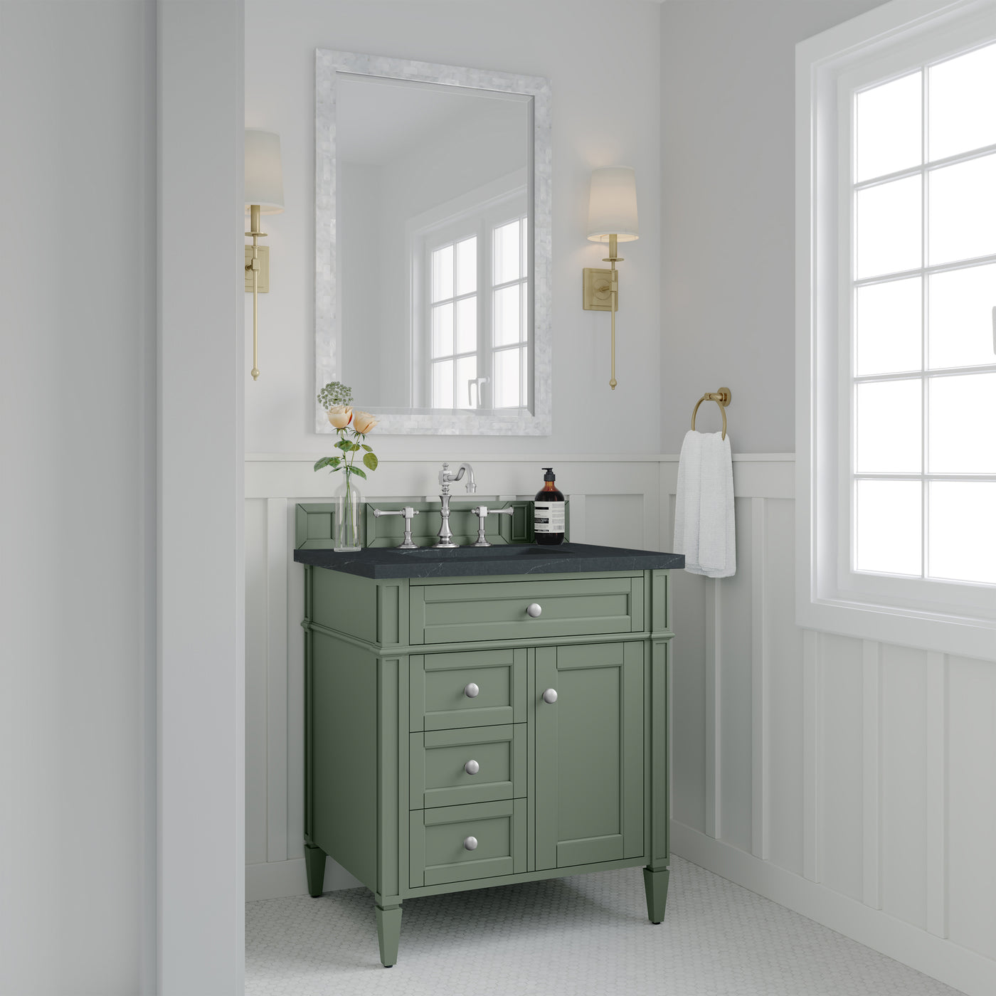 James Martin Brittany 30" Single Bathroom Vanity, Smokey Celadon, view 24