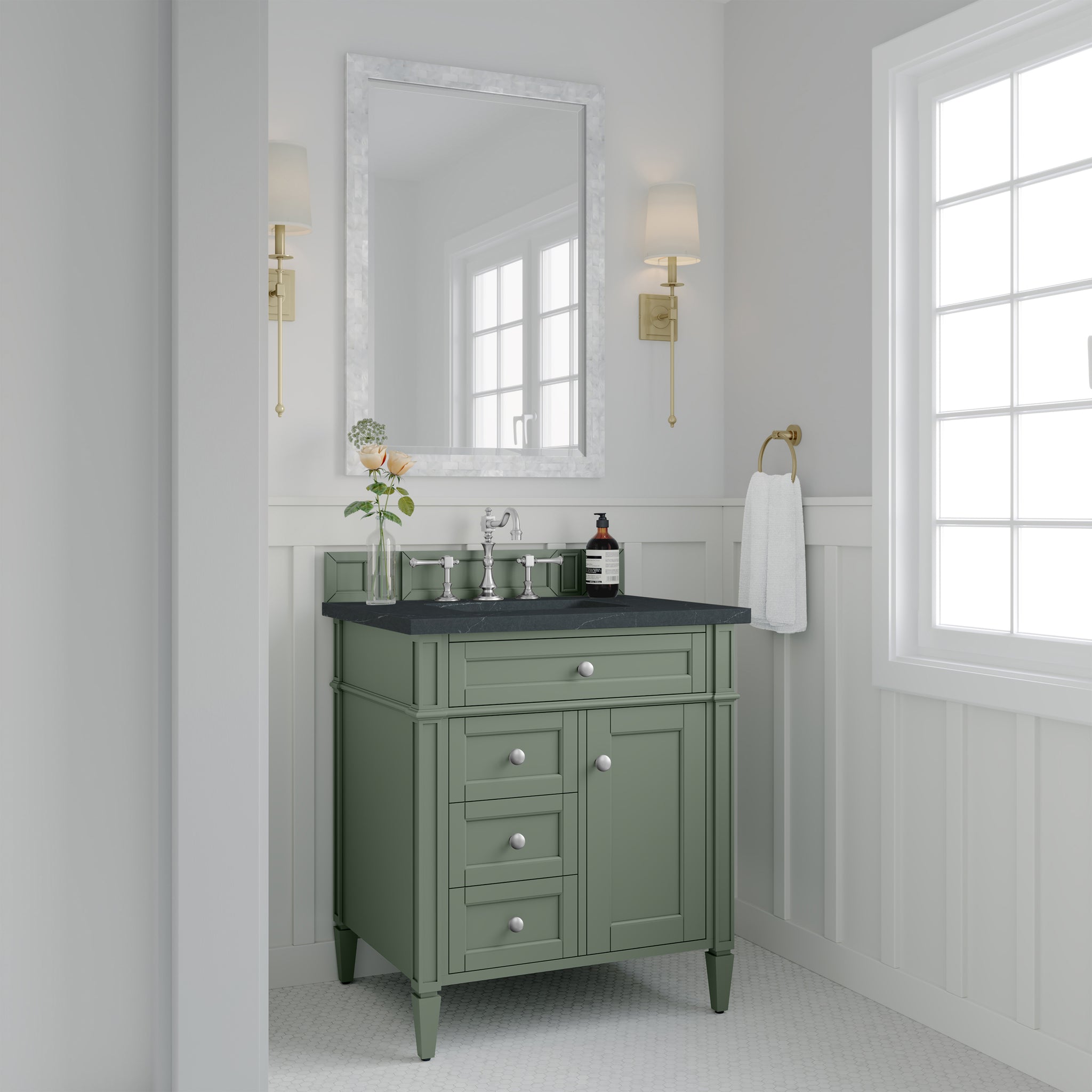 James Martin Brittany 30" Single Bathroom Vanity, Smokey Celadon, view 24
