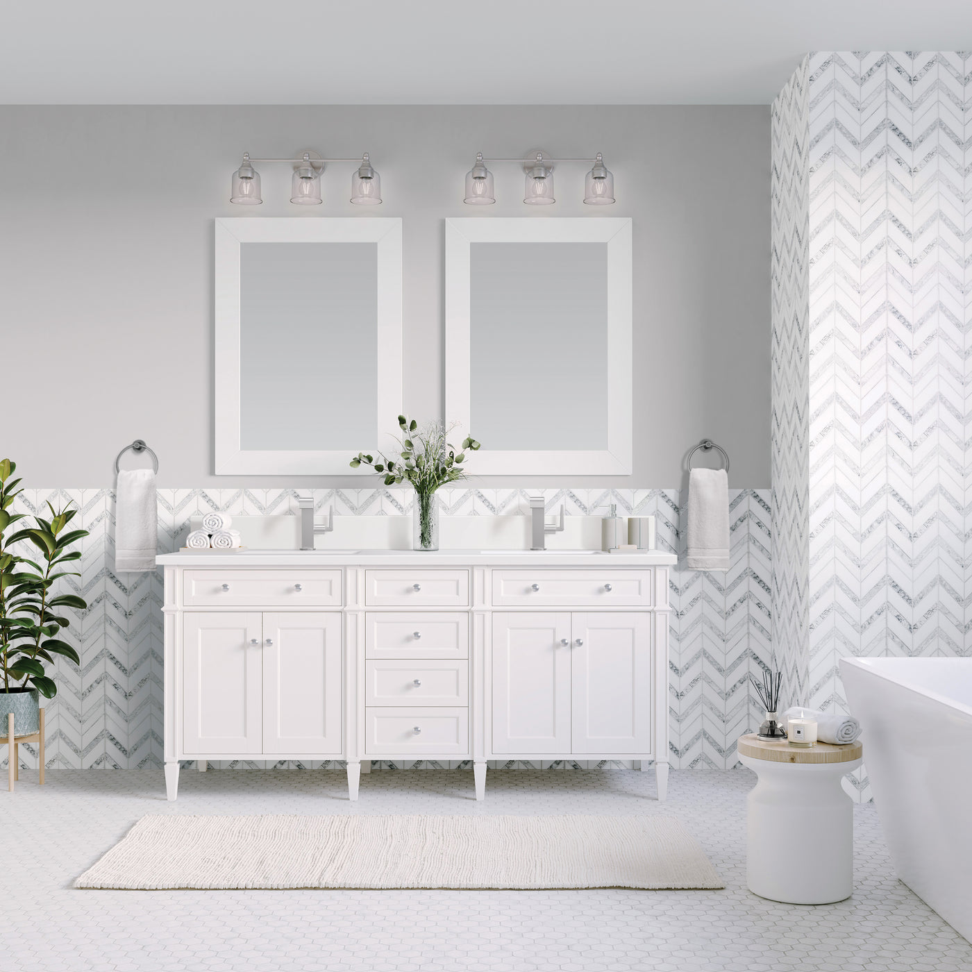 James Martin Brittany 60" Double Bathroom Vanity, Bright White, view 28