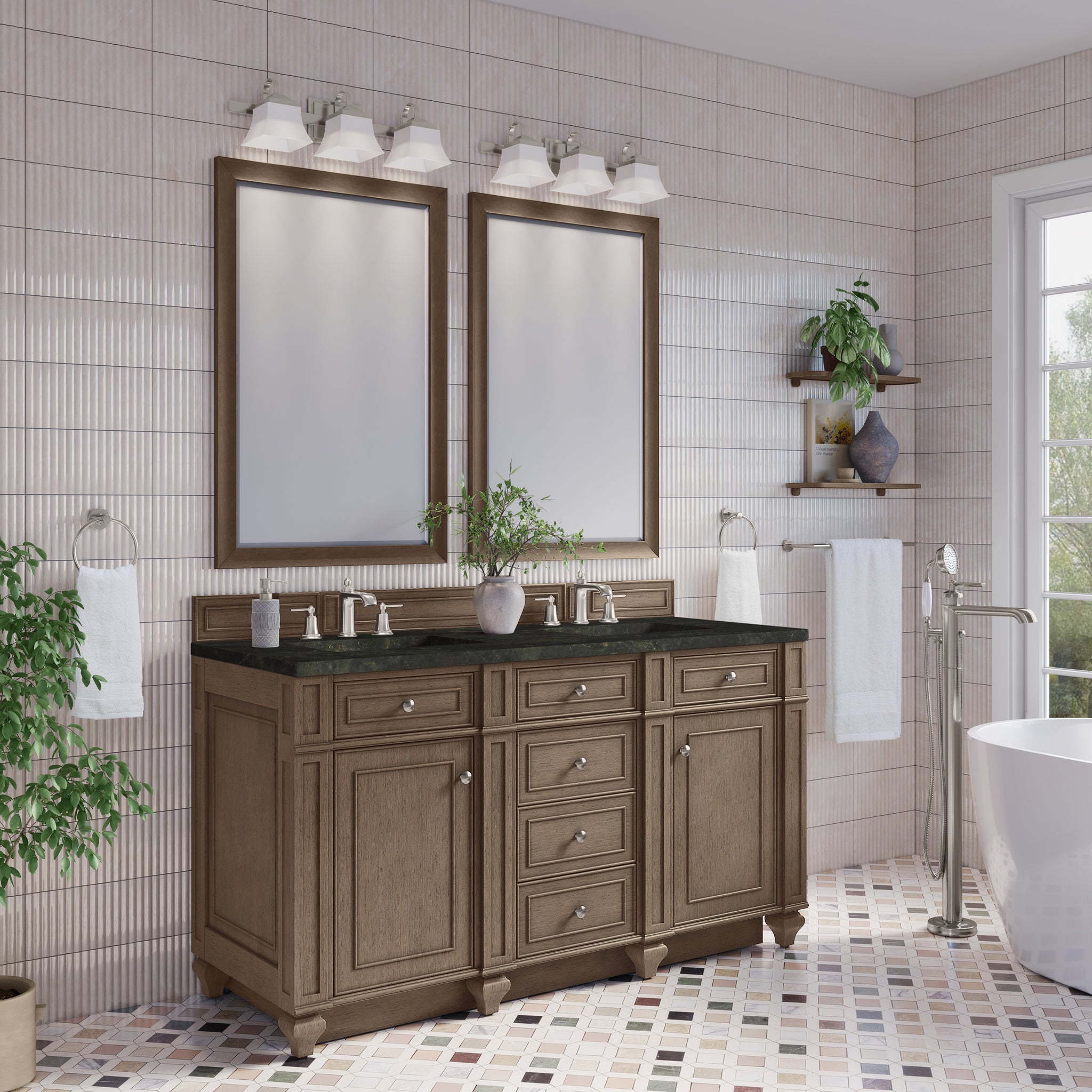 James Martin Bristol 60" Double Bathroom Vanity, Whitewashed Walnut, view 38