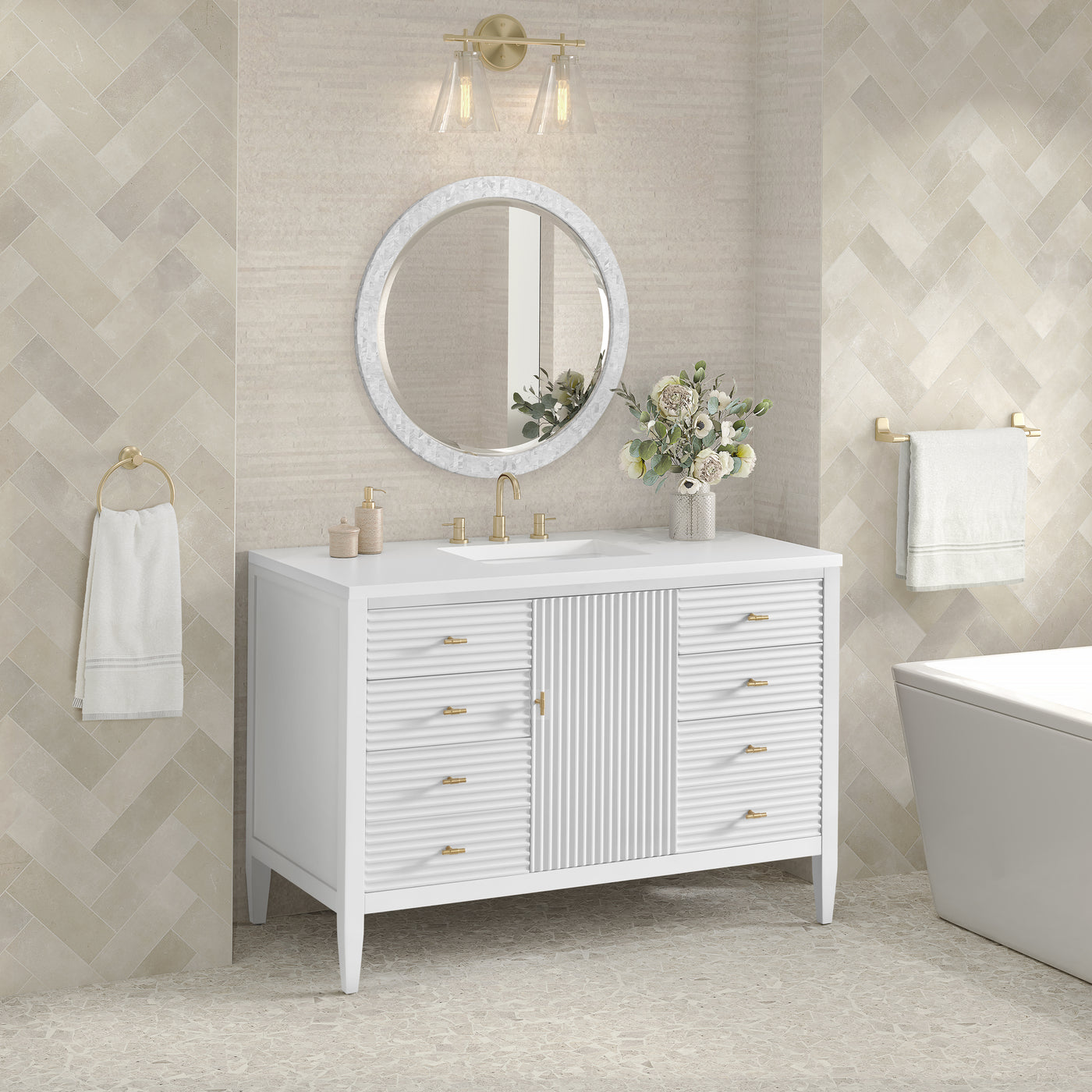 James Martin Myrrin 48" Single Bathroom Vanity, Bright White, view 39