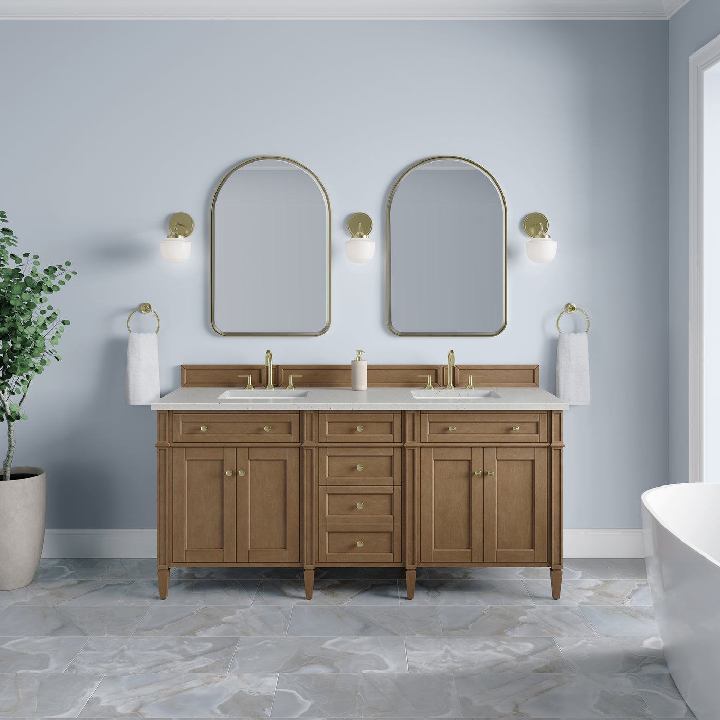 James Martin Brittany 72" Double Bathroom Vanity, Pecan, view 30