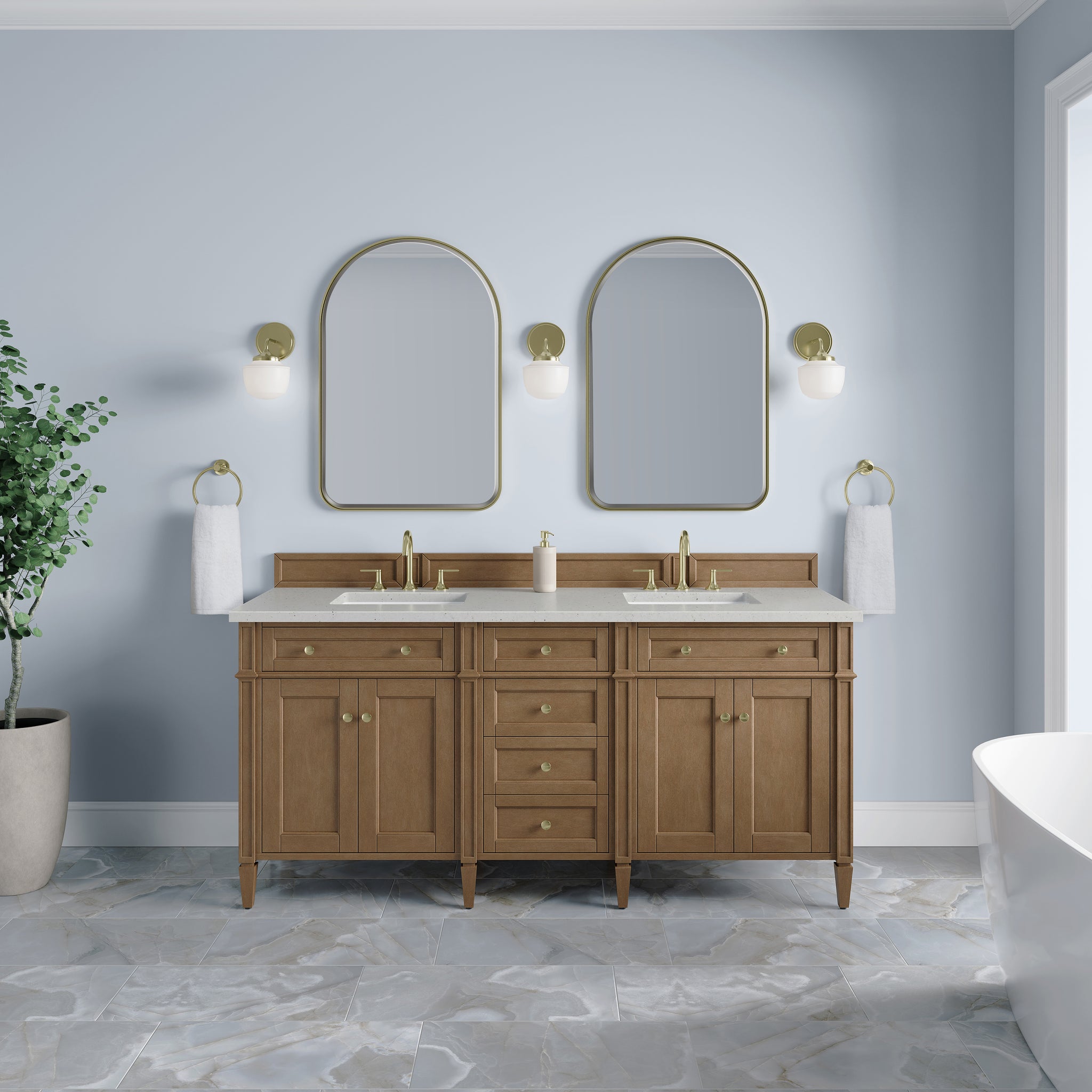 James Martin Brittany 72" Double Bathroom Vanity, Pecan, view 30