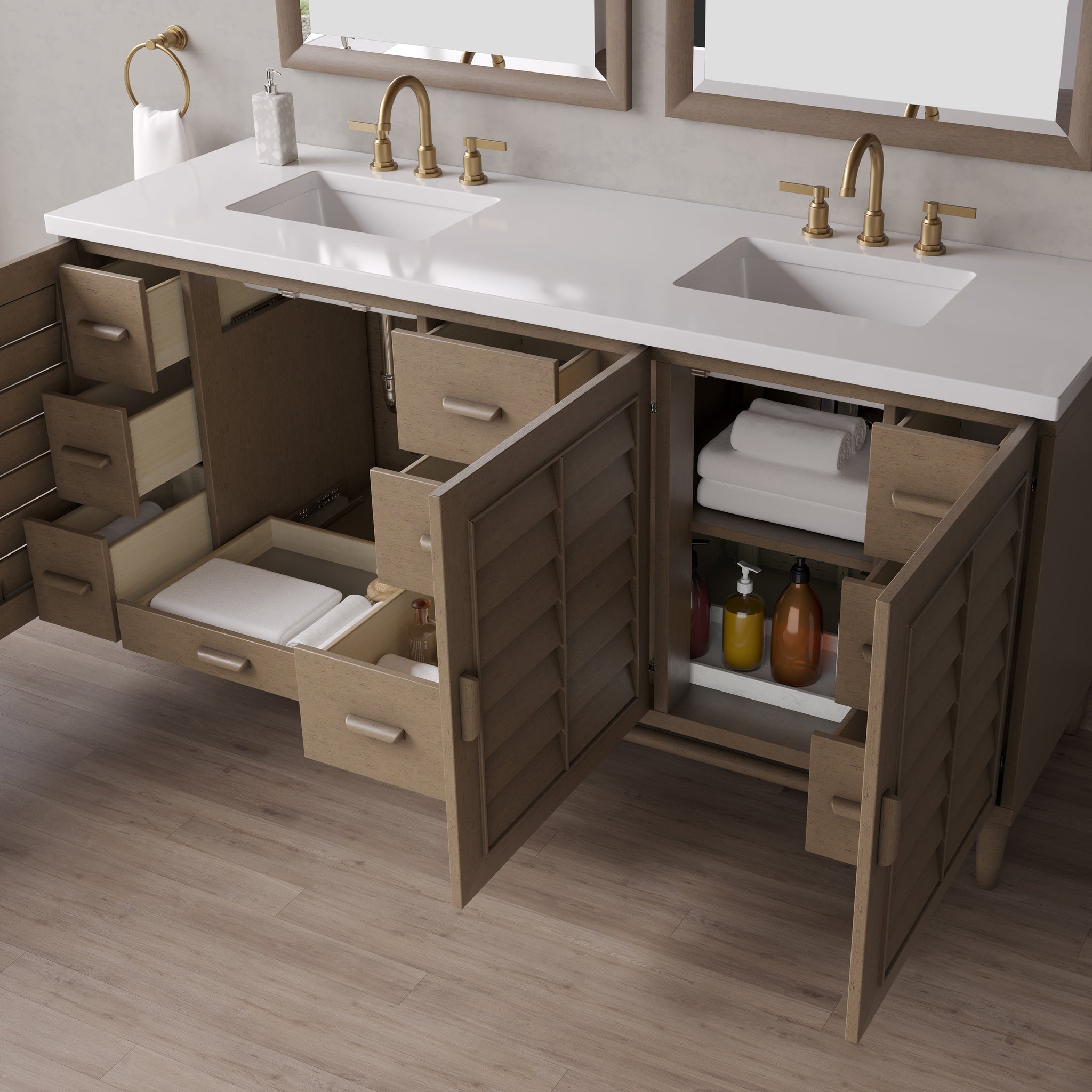 James Martin Portland 72" Double Bathroom Vanity, Whitewashed Walnut, view 39