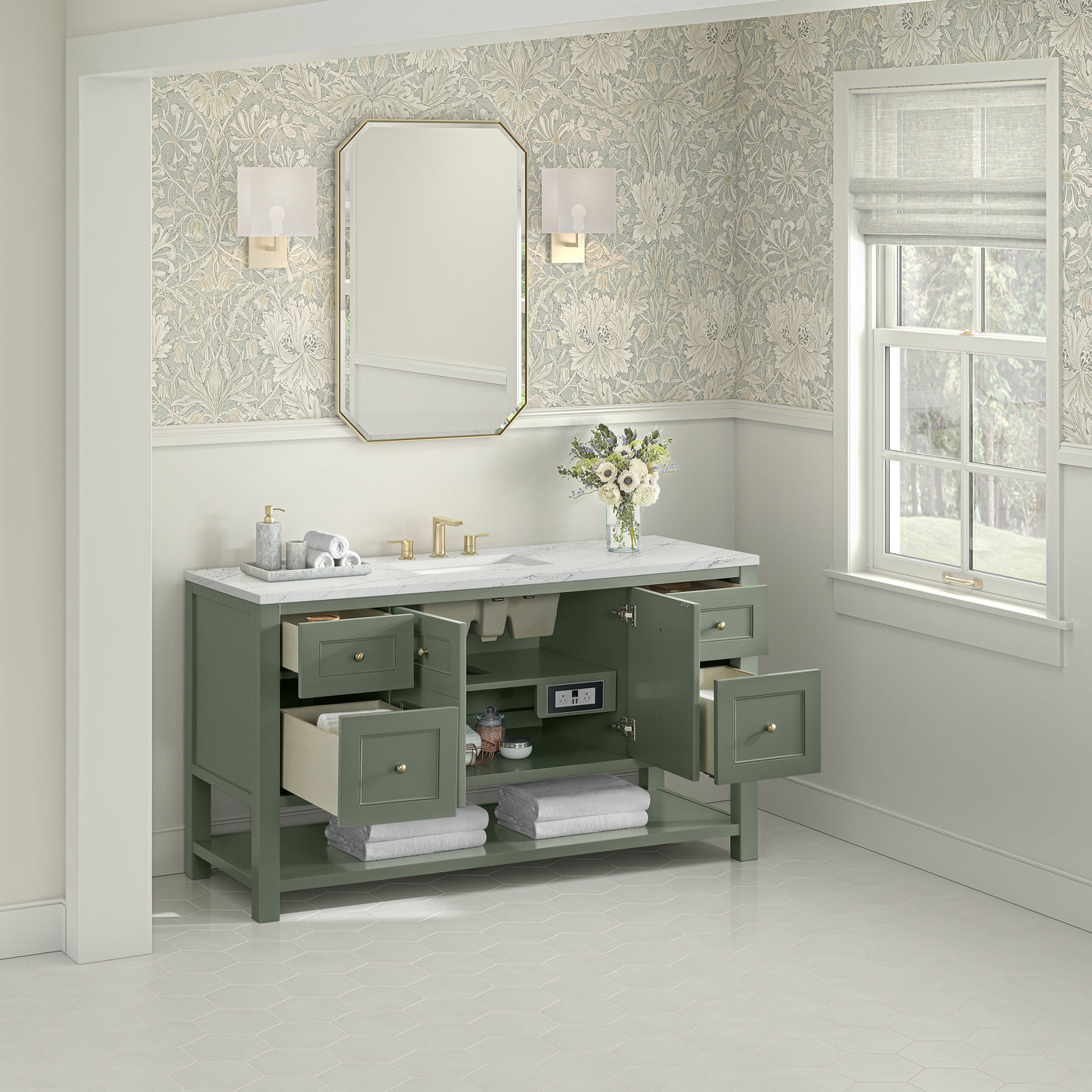 James Martin Breckenridge 60" Single Bathroom Vanity, Smokey Celadon, view 38