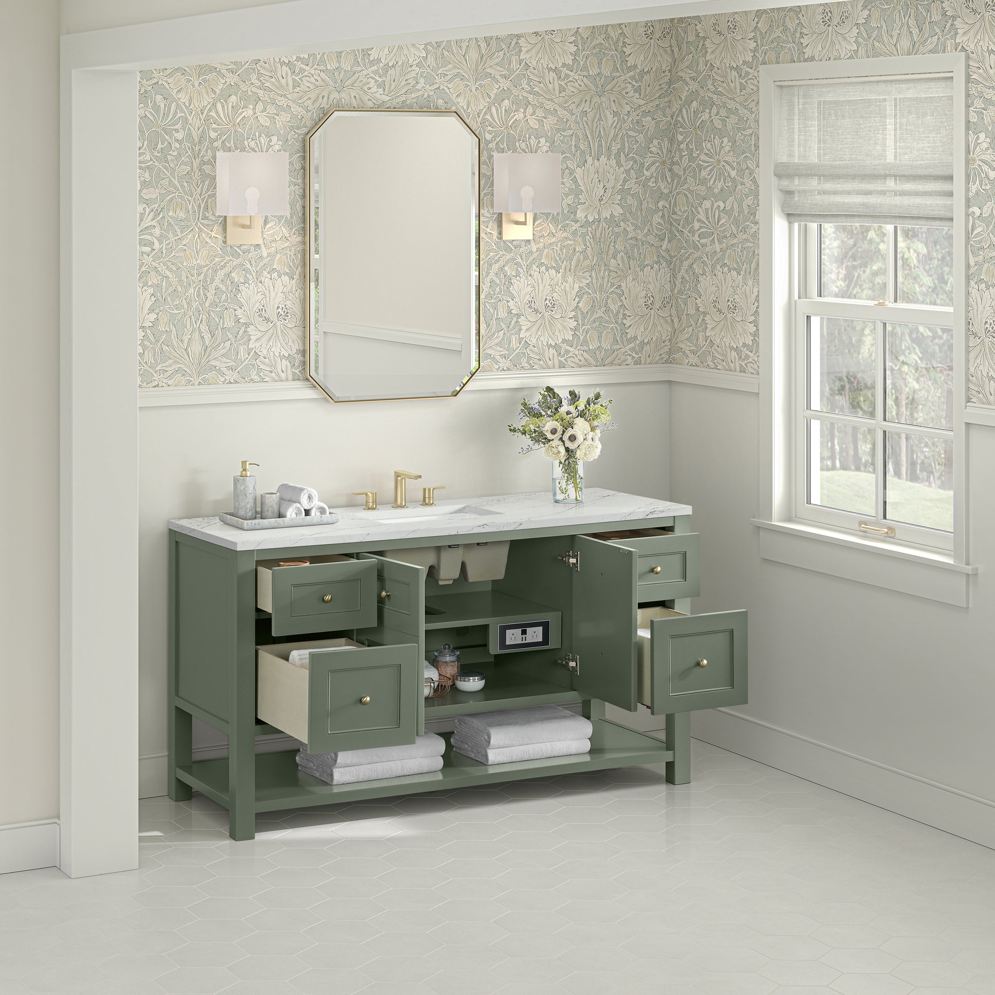 James Martin Breckenridge 60" Single Bathroom Vanity, Smokey Celadon, view 38