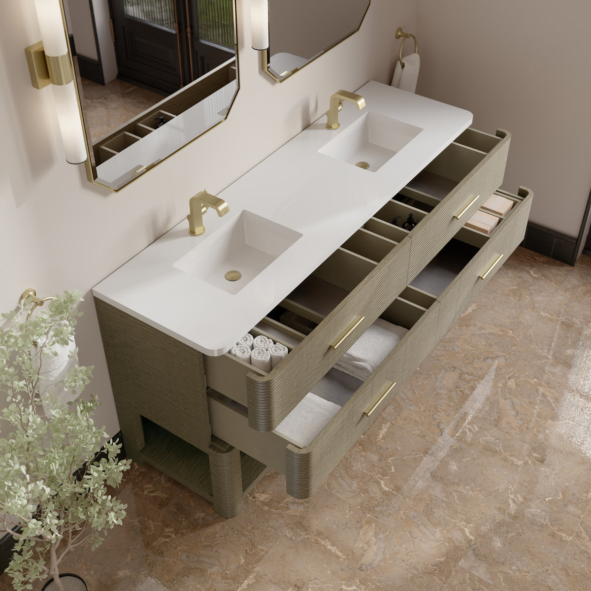 James Martin Lucian 72" Double Bathroom Vanity, Pebble Oak, view 27
