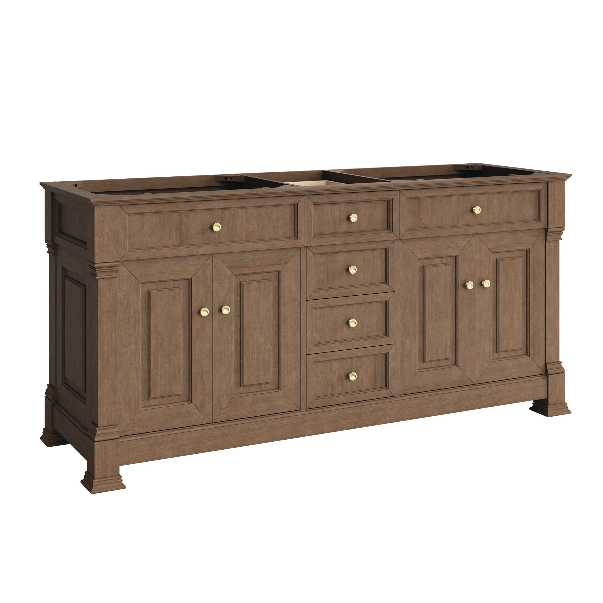 James Martin Brookfield 72" Double Bathroom Vanity, Pecan, cabinet without a countertop