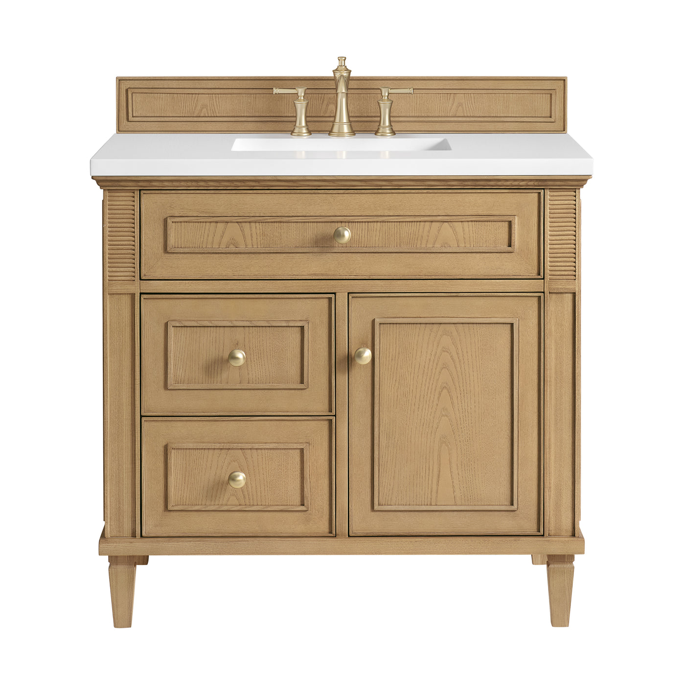 James Martin Lorelai 36" Single Bathroom Vanity, Light Natural Oak with White Zeus countertop