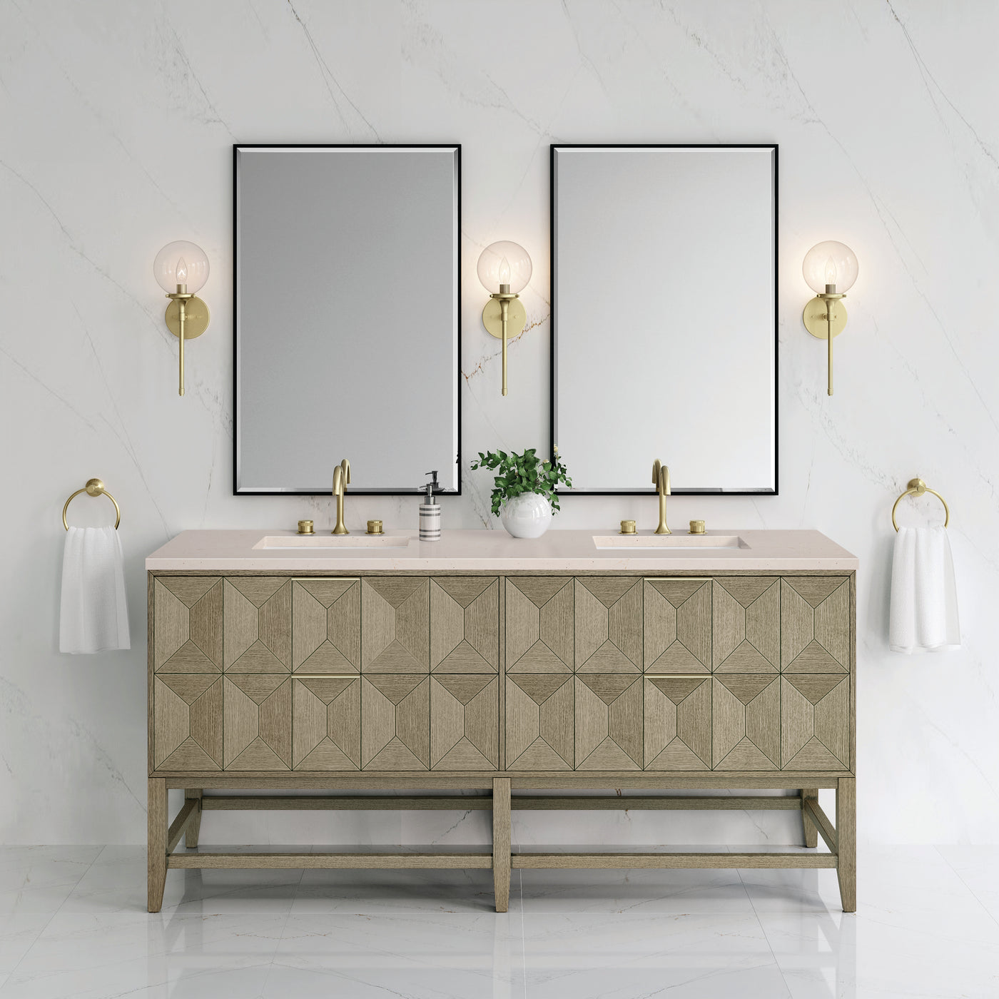 James Martin Emmeline 72" Double Bathroom Vanity, Pebble Oak, view 24