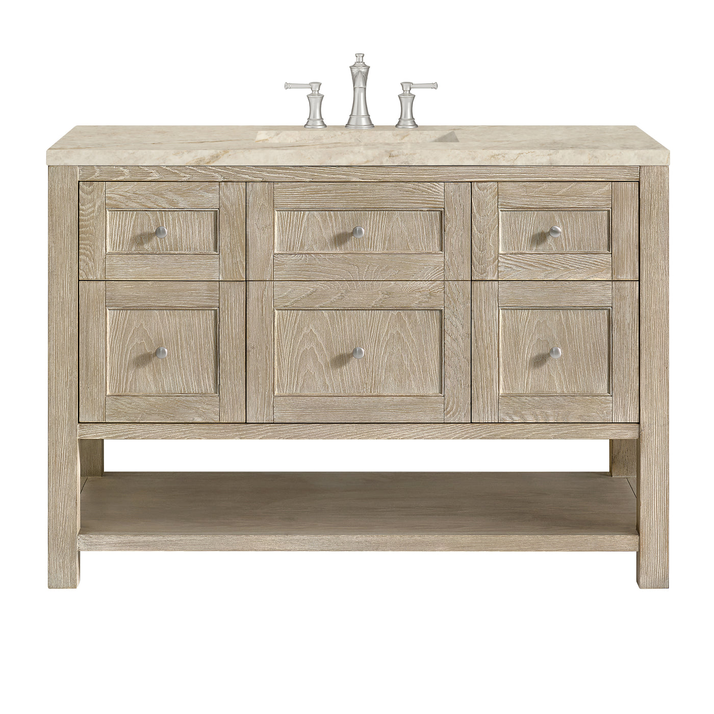 James Martin Breckenridge 48" Single Bathroom Vanity, Whitewashed Oak with Tajnar countertop