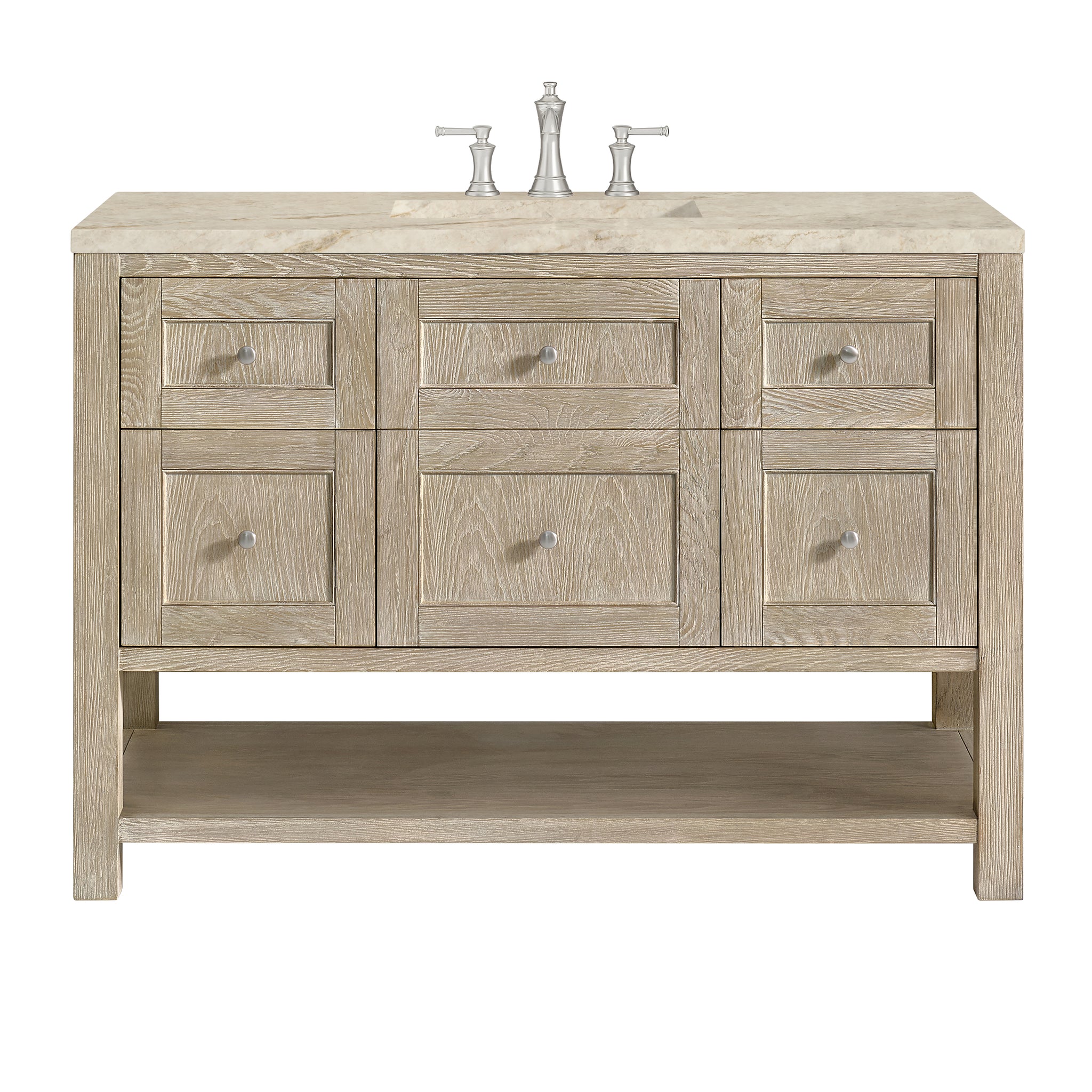 James Martin Breckenridge 48" Single Bathroom Vanity, Whitewashed Oak with Tajnar countertop