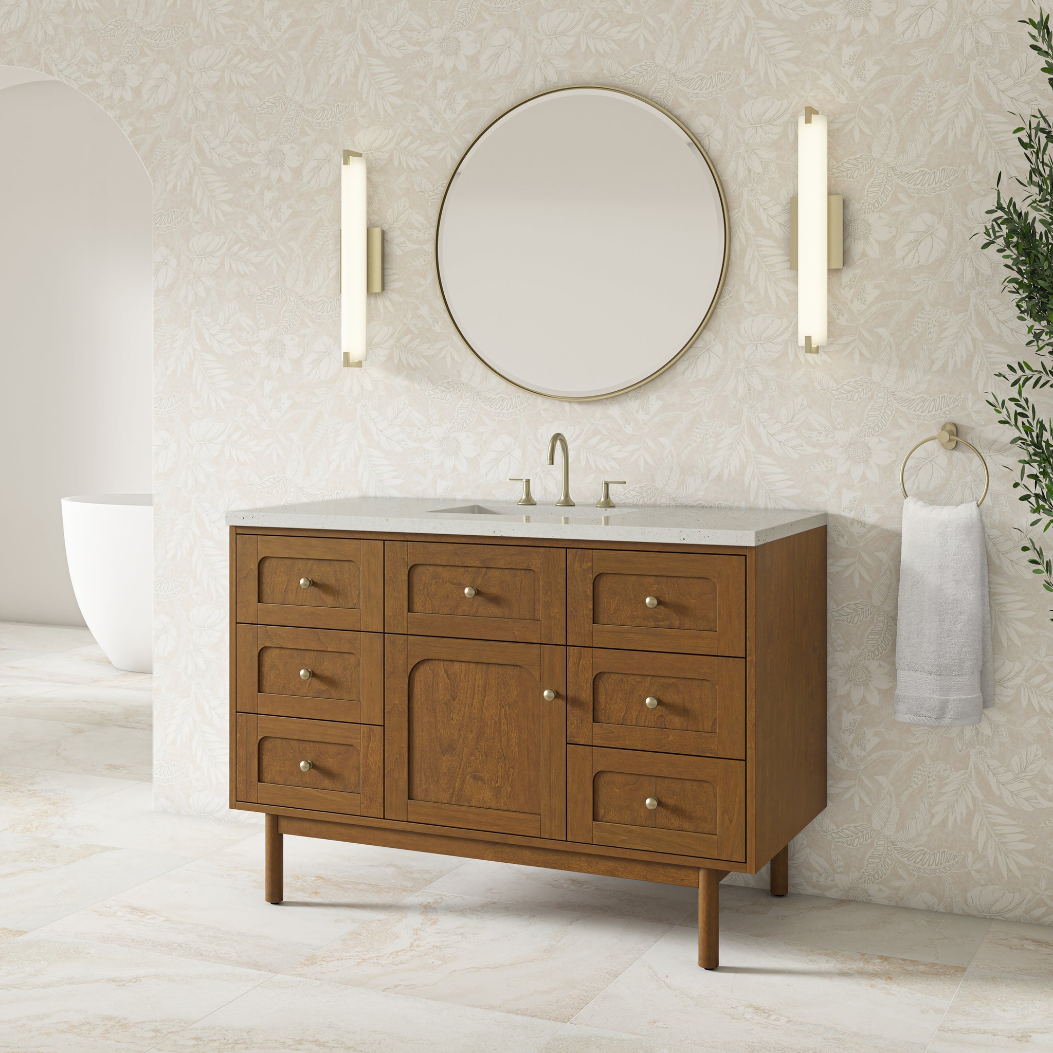 James Martin Laurent 48" Dual Mount Single Bathroom Vanity, Honey Oak, view 37