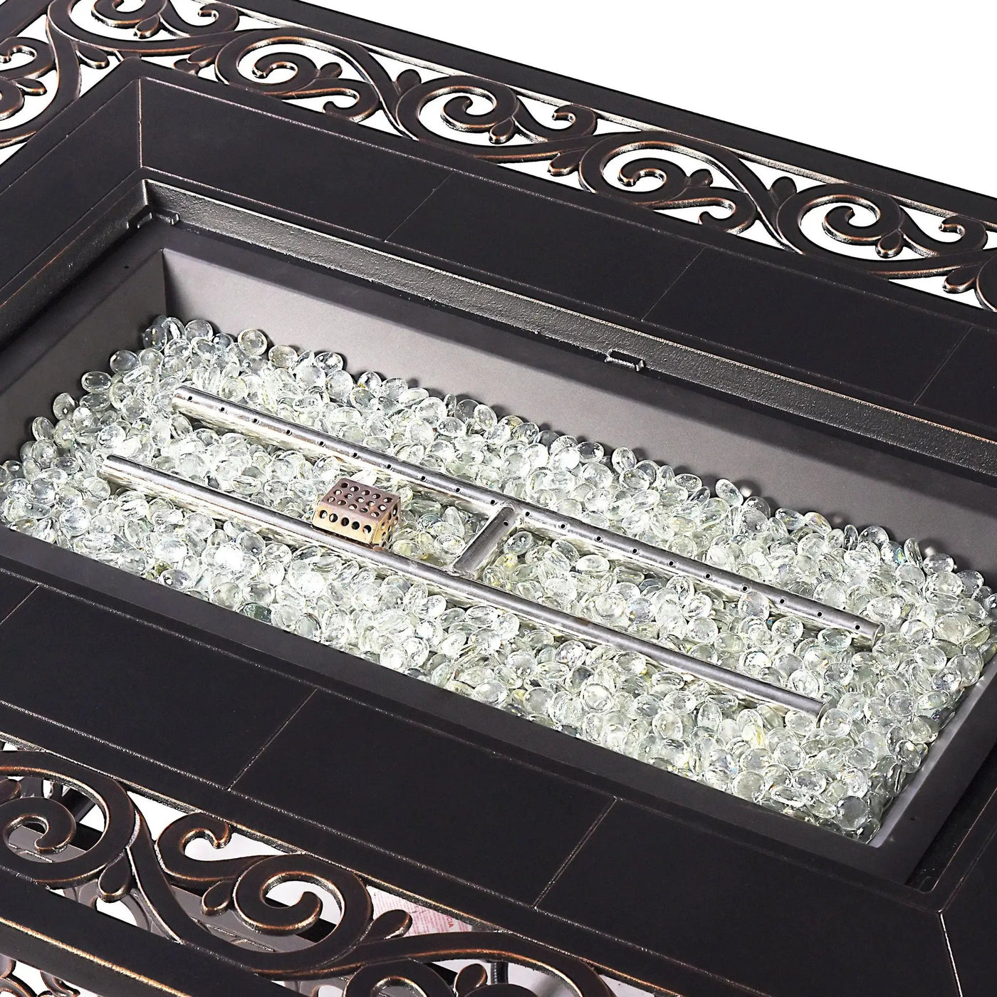 Aluminum 48-in Rectangular Propane Fire Table, Beads, Covers and Lid by Sharicks
