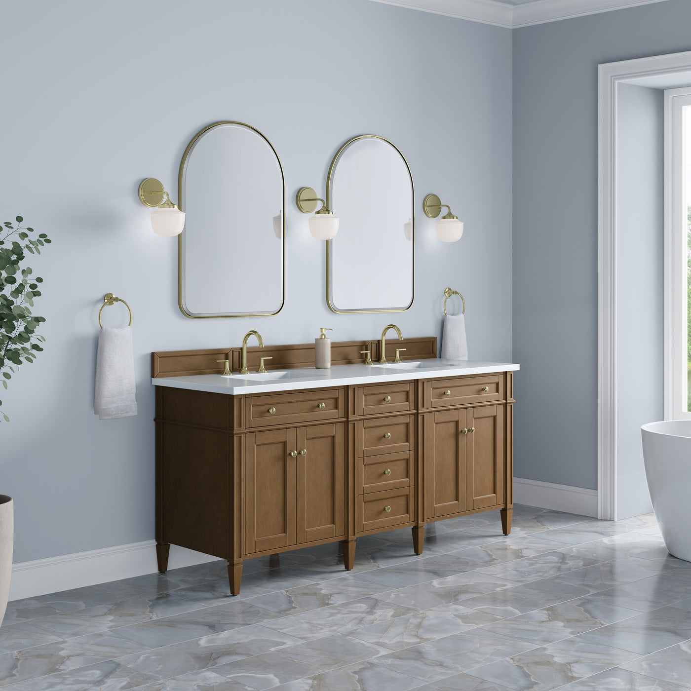 James Martin Brittany 72" Double Bathroom Vanity, Pecan, view 37