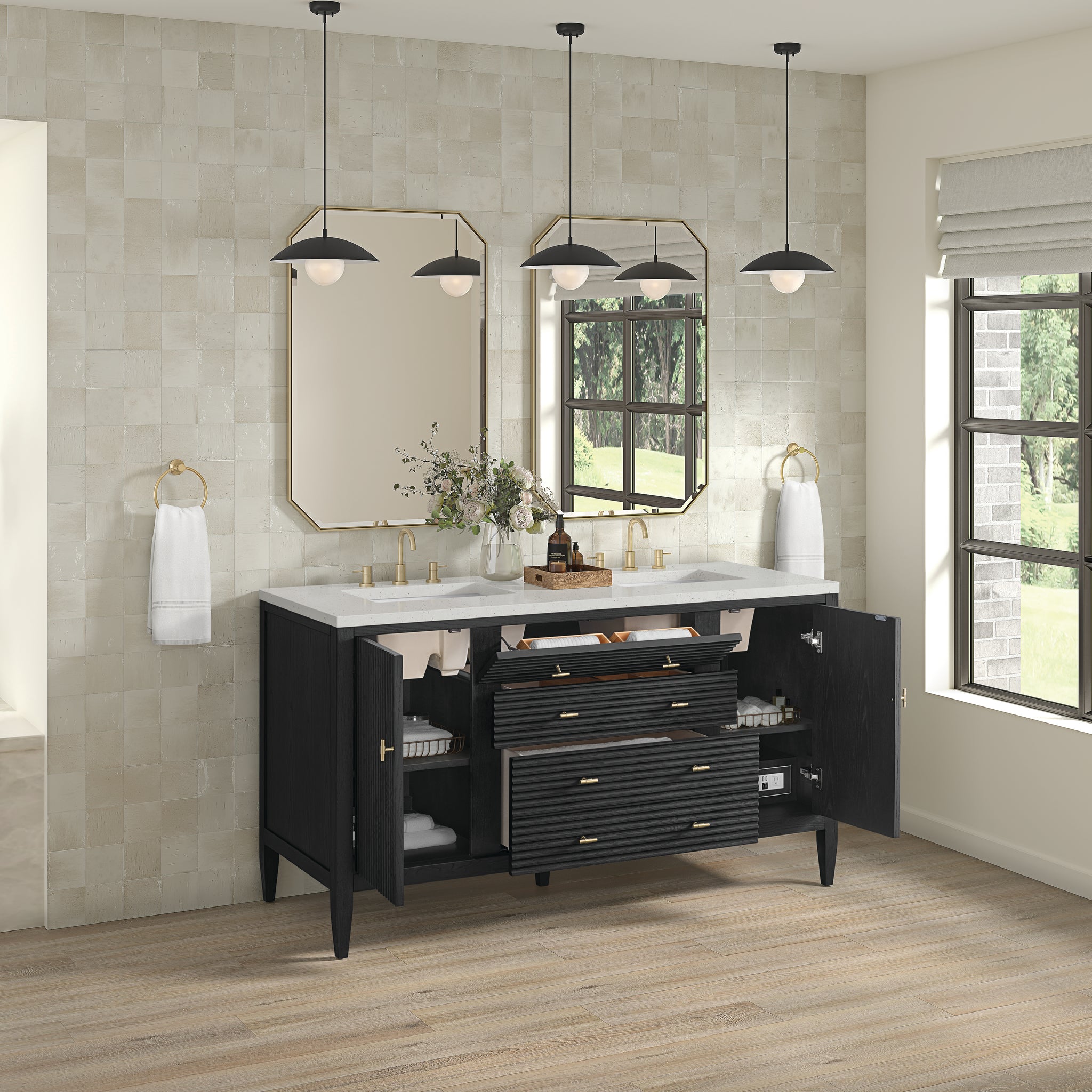 James Martin Myrrin 60" Double Bathroom Vanity, Carbon Oak, view 39