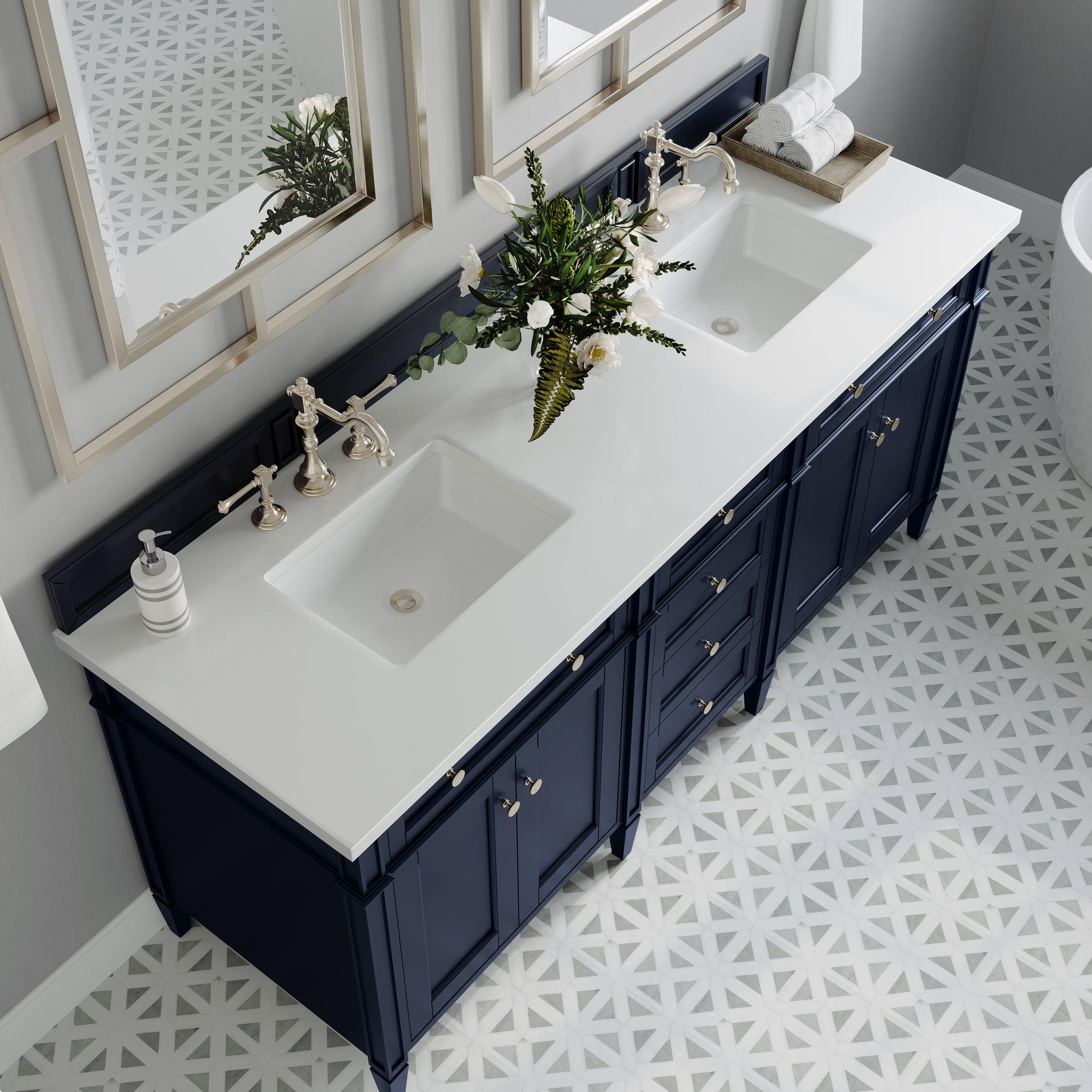 James Martin Brittany 72" Double Bathroom Vanity, Victory Blue, view 24
