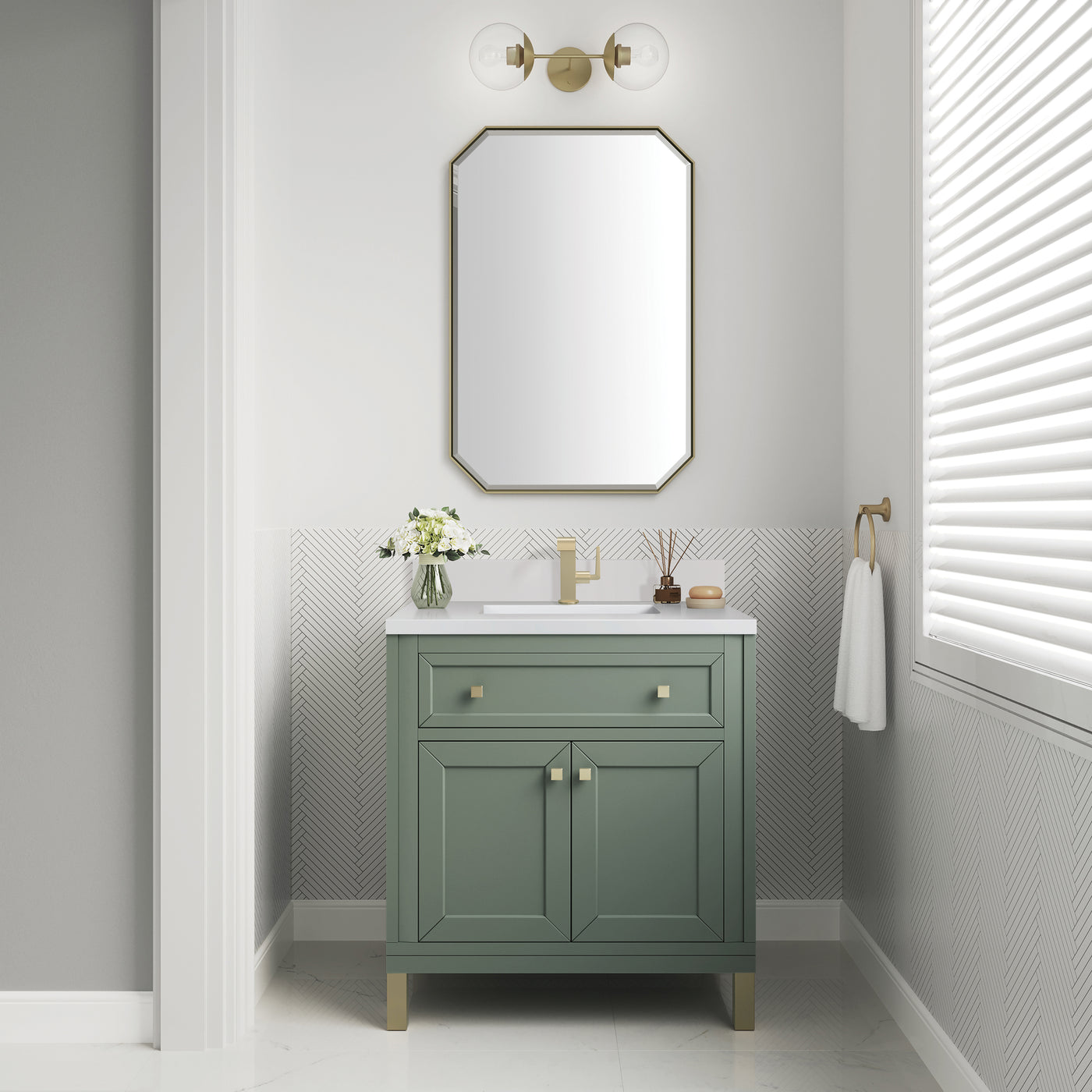 James Martin Chicago 30" Single Bathroom Vanity, Smokey Celadon, view 34
