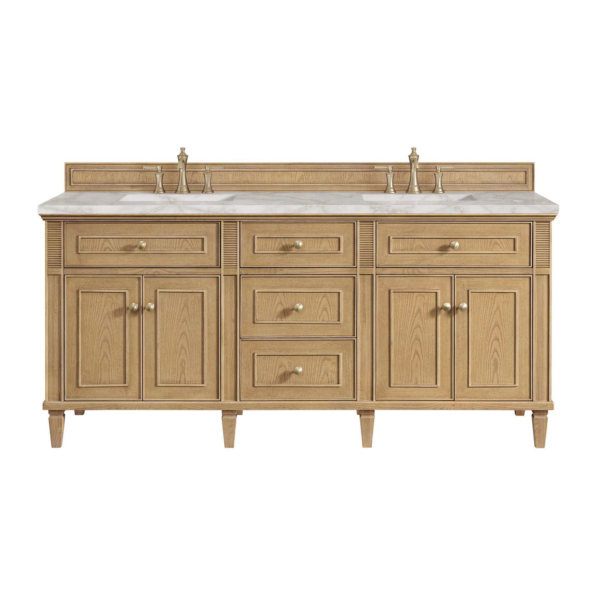James Martin Lorelai 72" Double Bathroom Vanity, Light Natural Oak with Victorian Silver countertop