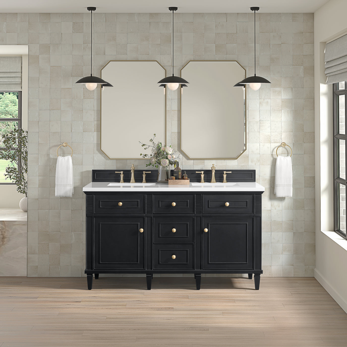 James Martin Lorelai 60" Double Bathroom Vanity, Black Onyx, view 39