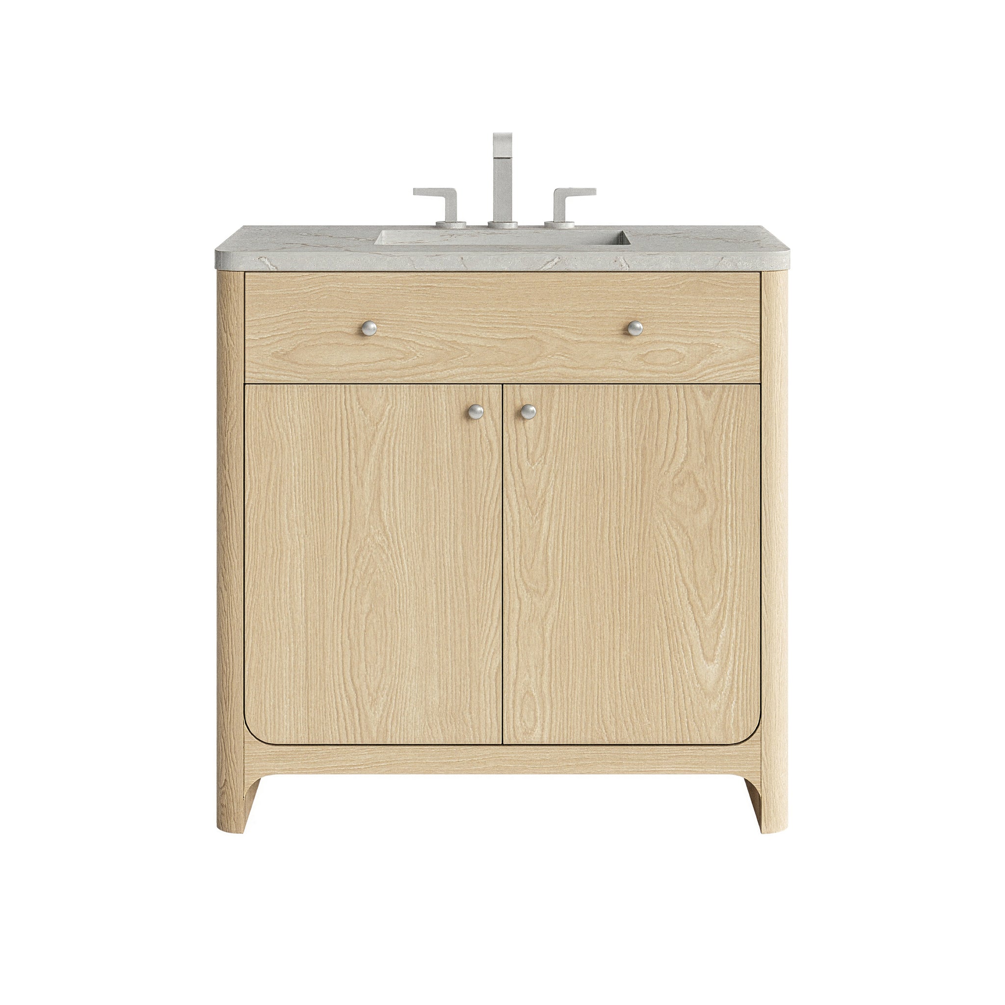 James Martin Gracyn 36" Single Bathroom Vanity, Coastal Driftwood with Victorian Silver (Widespread) countertop