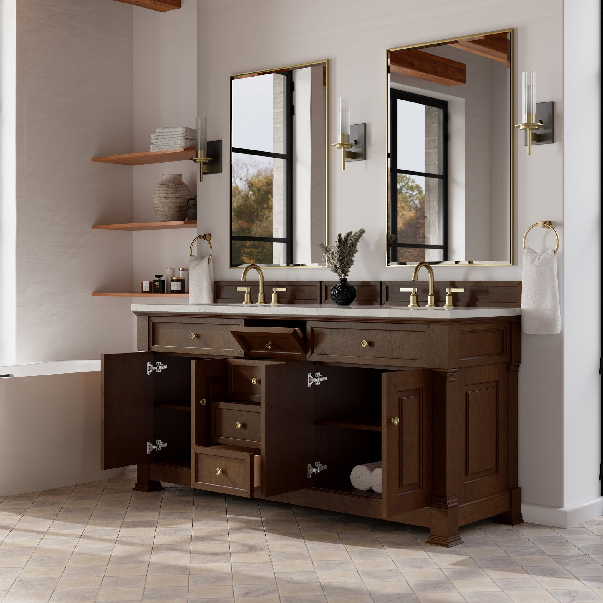 James Martin Brookfield 72" Double Bathroom Vanity, Honey Oak, view 19