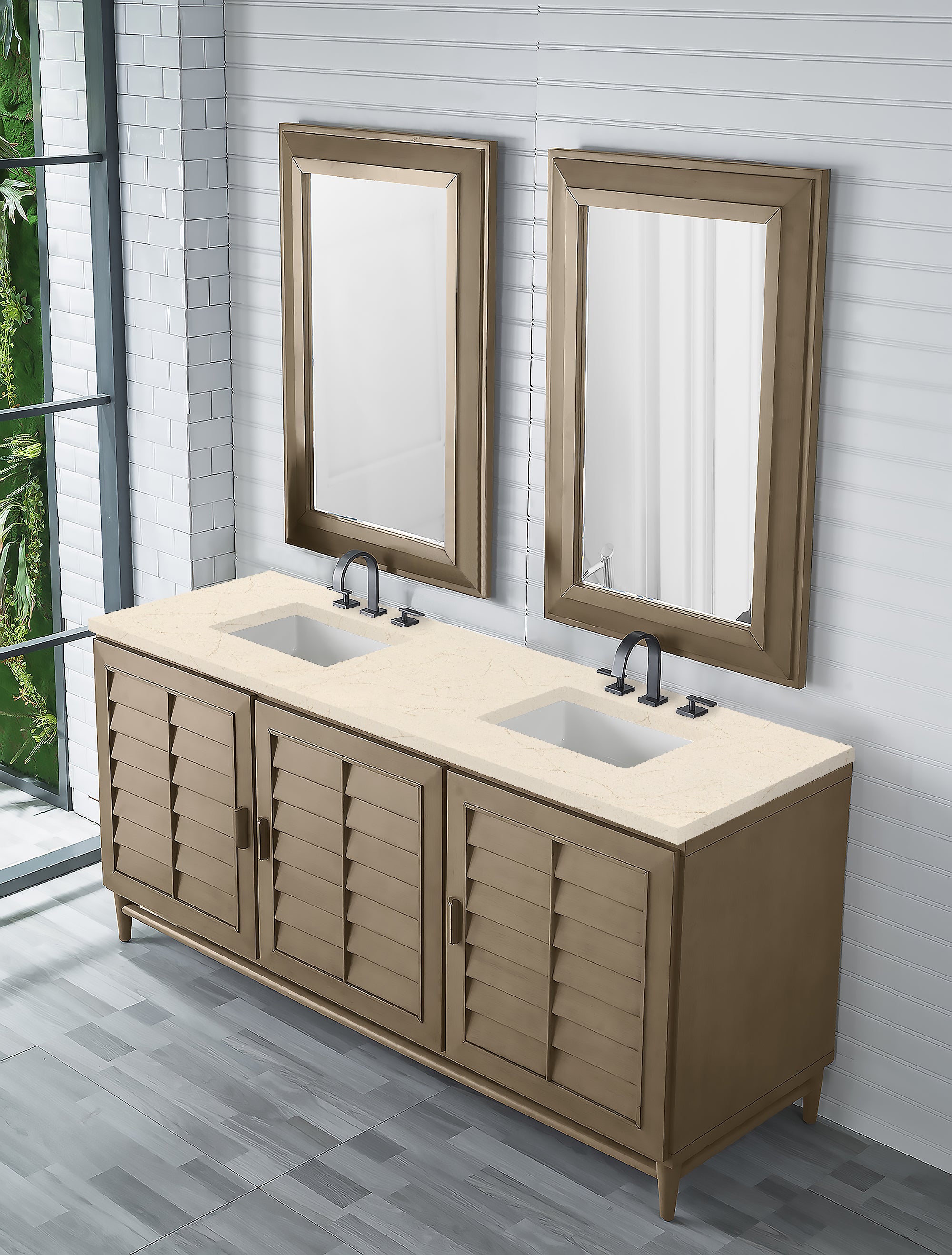 James Martin Portland 72" Double Bathroom Vanity, Whitewashed Walnut, view 28