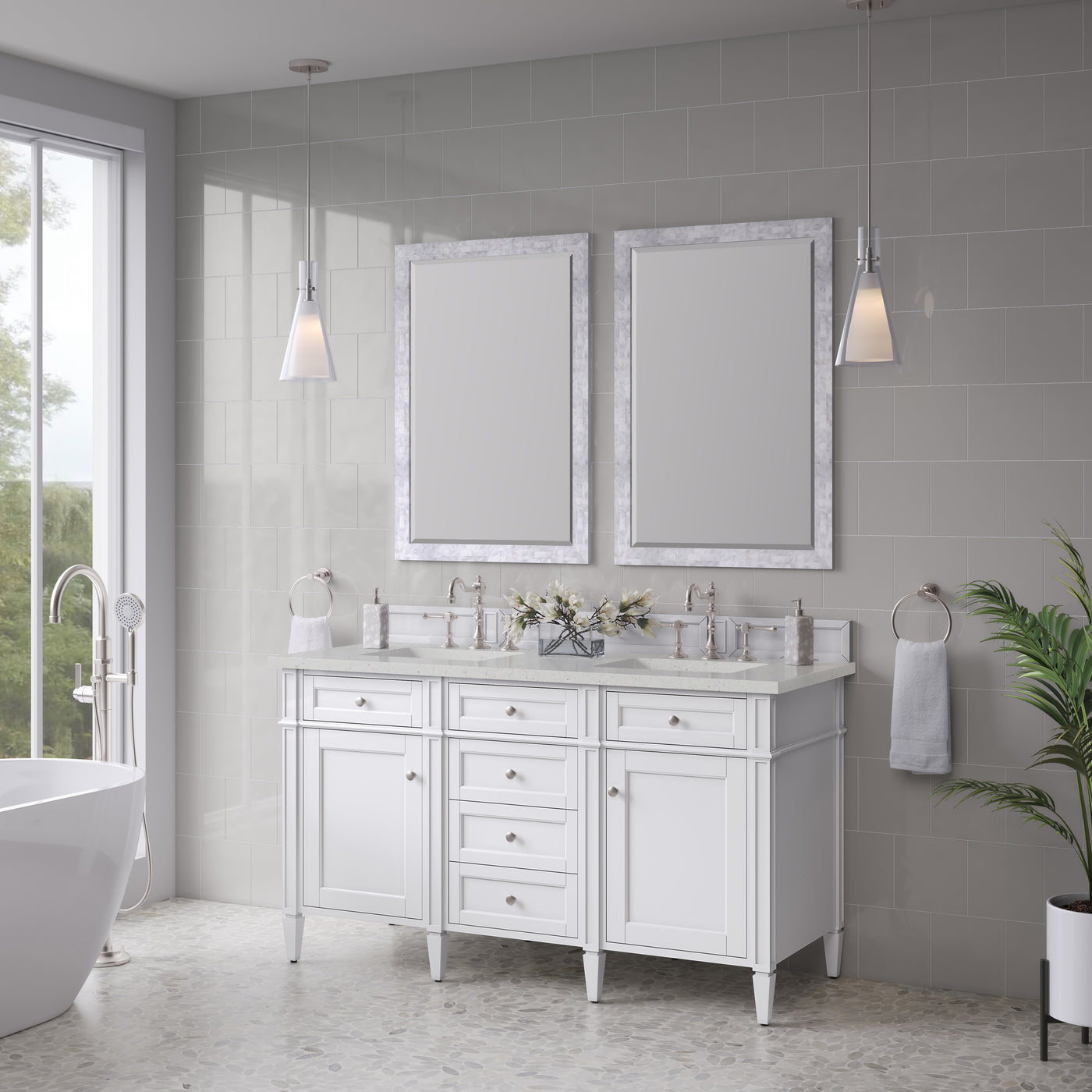 James Martin Brittany 60" Double Bathroom Vanity, Bright White, view 20
