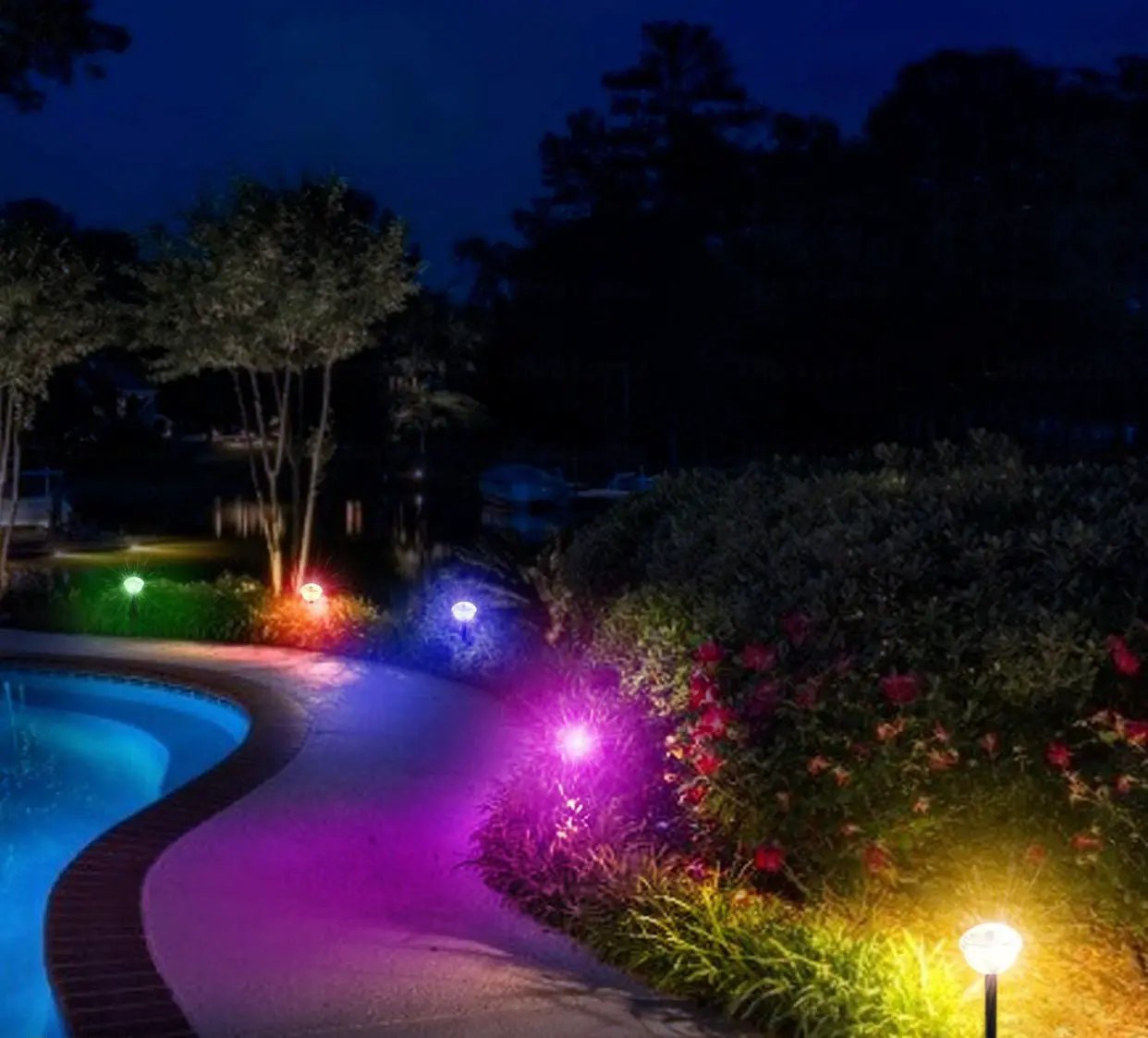 Ultra Luma Solar Pathway LED Lights 8 Color Changing Outdoor Waterproof -4 Pack by Outdoor Solar Outlet