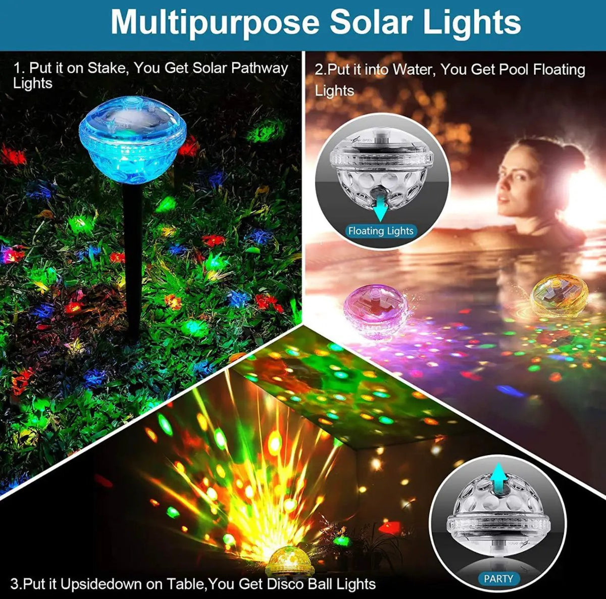 Ultra Luma Solar Pathway LED Lights 8 Color Changing Outdoor Waterproof -4 Pack by Outdoor Solar Outlet