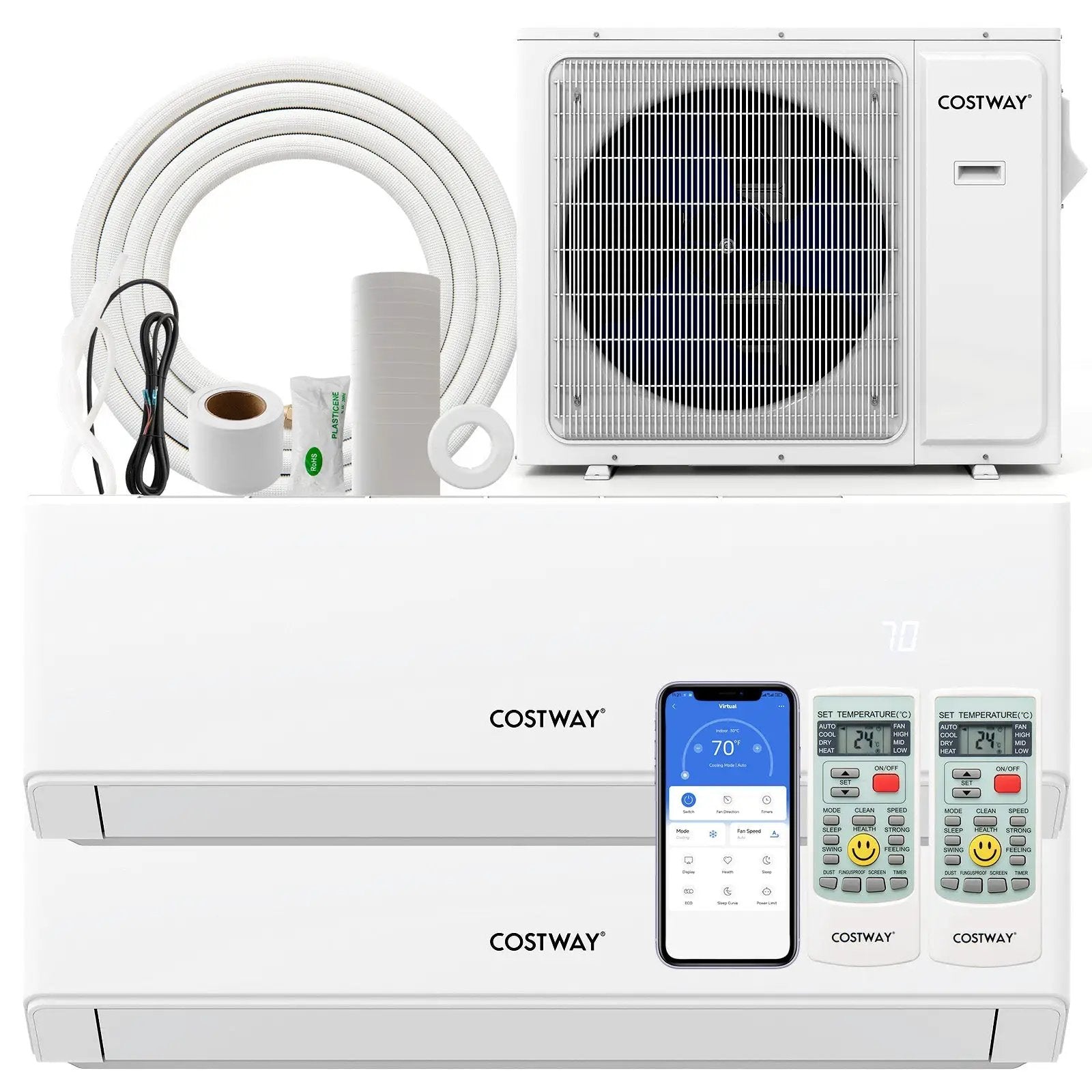 UltrEco Series 18000 BTU 2 Zone 22 SEER2 Mini Split Air Conditioner Wifi Enabled with Heat Pump by DirectDeals
