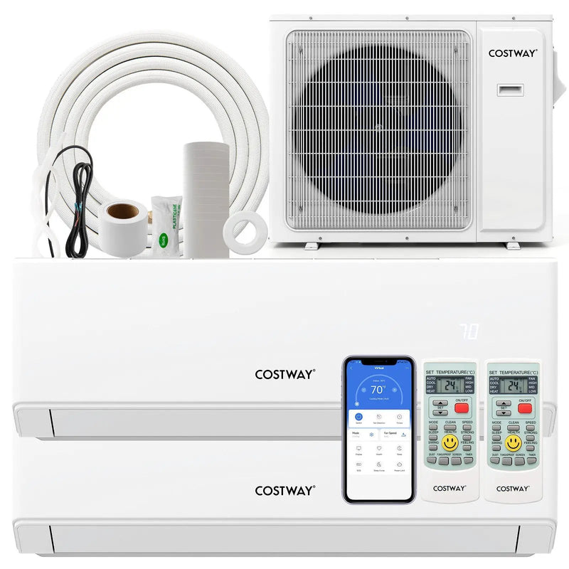 UltrEco Series 18000 BTU 2 Zone 22 SEER2 Mini Split Air Conditioner Wifi Enabled with Heat Pump by DirectDeals