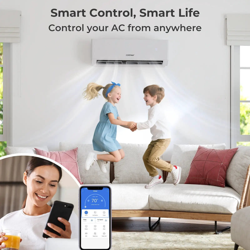 UltrEco Series 18000 BTU 2 Zone 22 SEER2 Mini Split Air Conditioner Wifi Enabled with Heat Pump by DirectDeals
