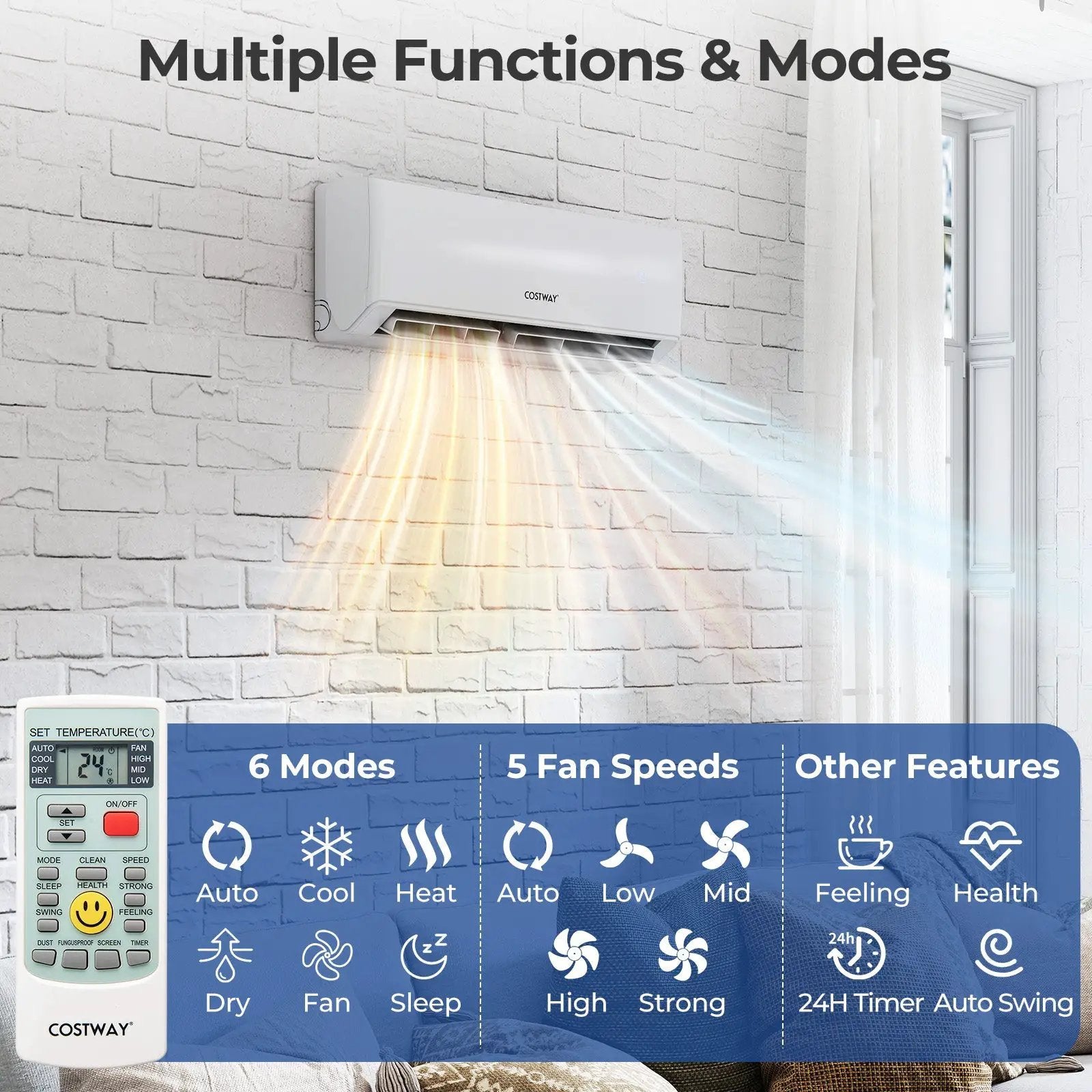 UltrEco Series 18000 BTU 2 Zone 22 SEER2 Mini Split Air Conditioner Wifi Enabled with Heat Pump by DirectDeals