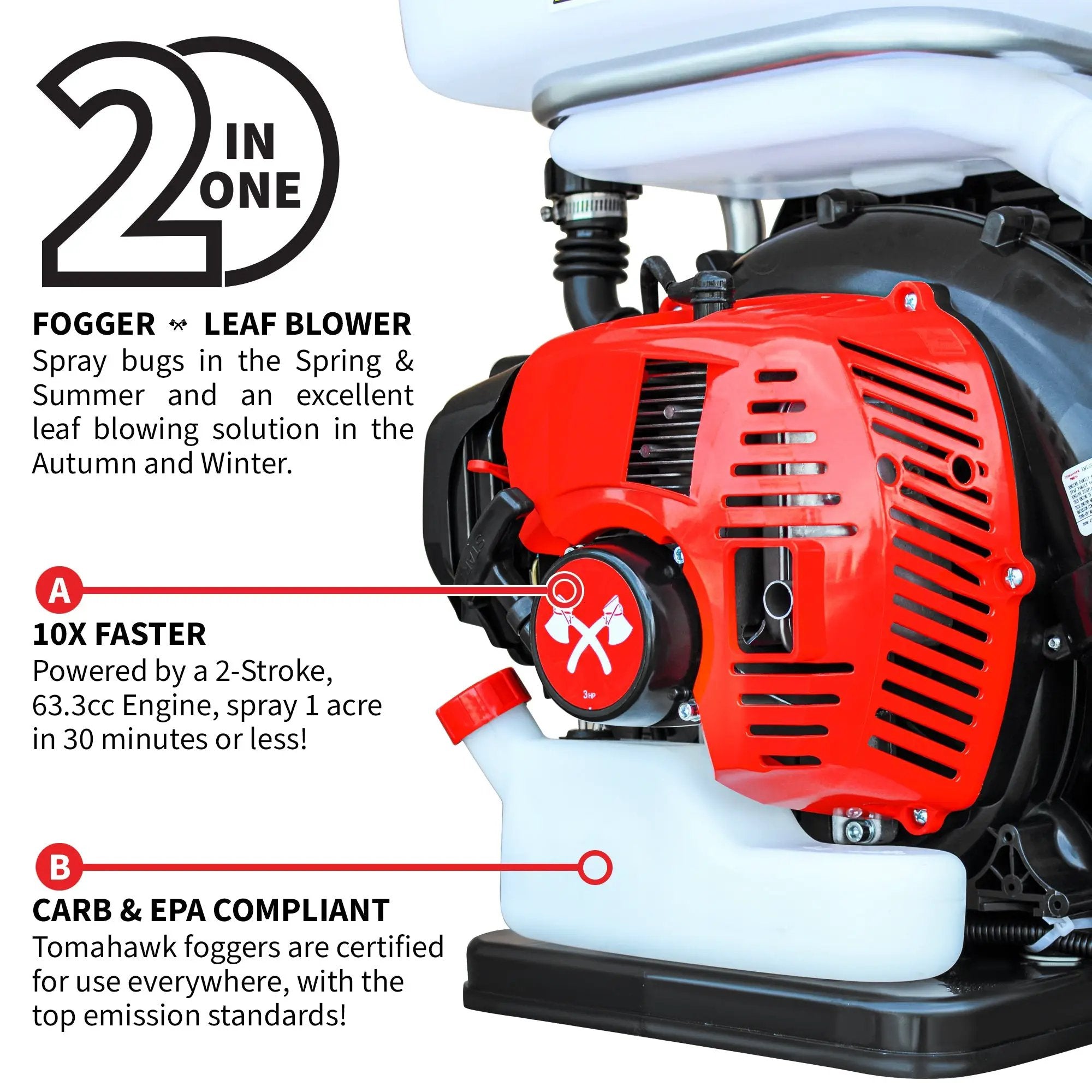 3.7 Gal Turbo Boosted Backpack Mosquito Fogger Leaf Blower for Pest Control by Tomahawk Power