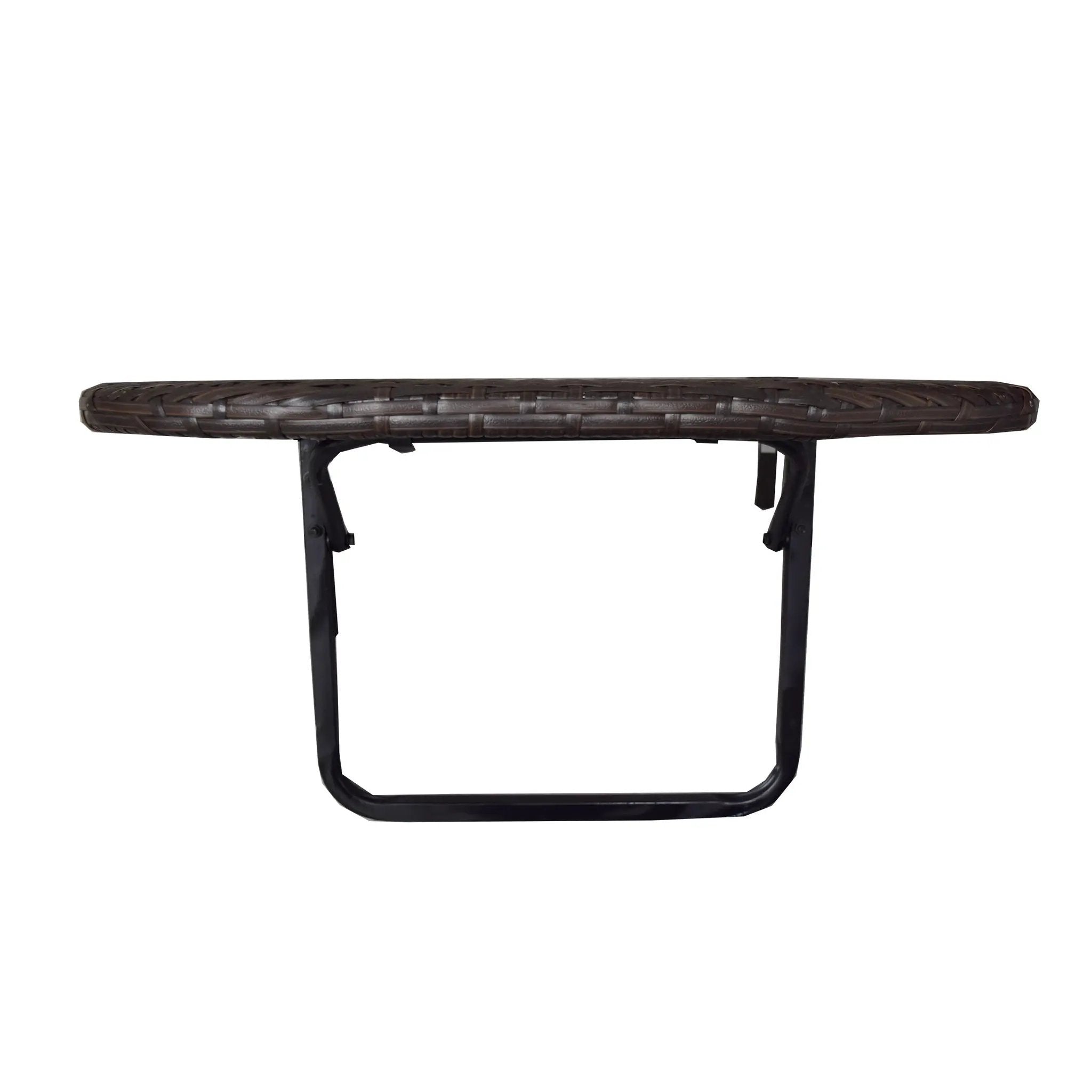 Brown Wicker Foldable Patio Balcony Table with Adjustable Clamps by Sharicks