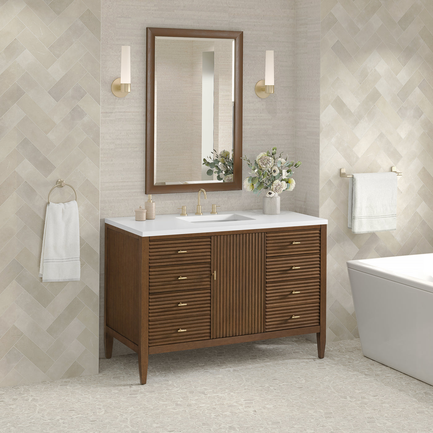 James Martin Myrrin 48" Single Bathroom Vanity, Mid-Century Walnut, view 40