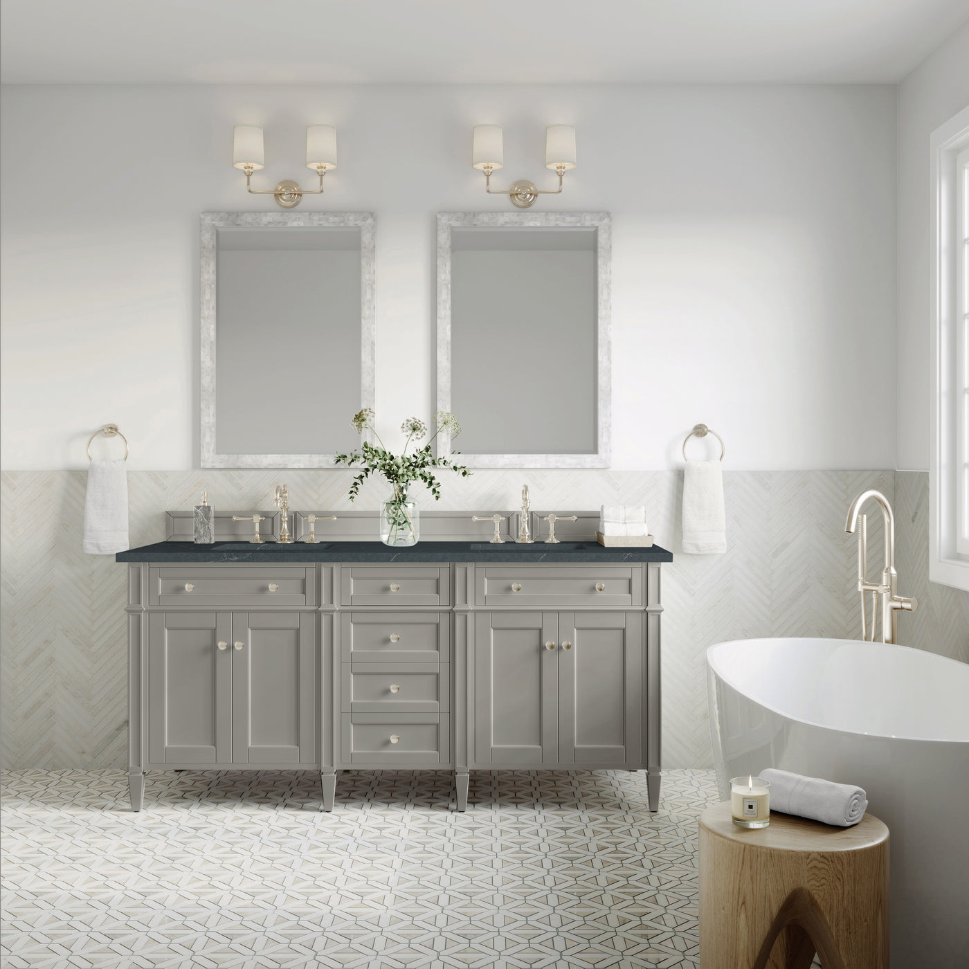 James Martin Brittany 72" Double Bathroom Vanity, Urban Gray, view 34