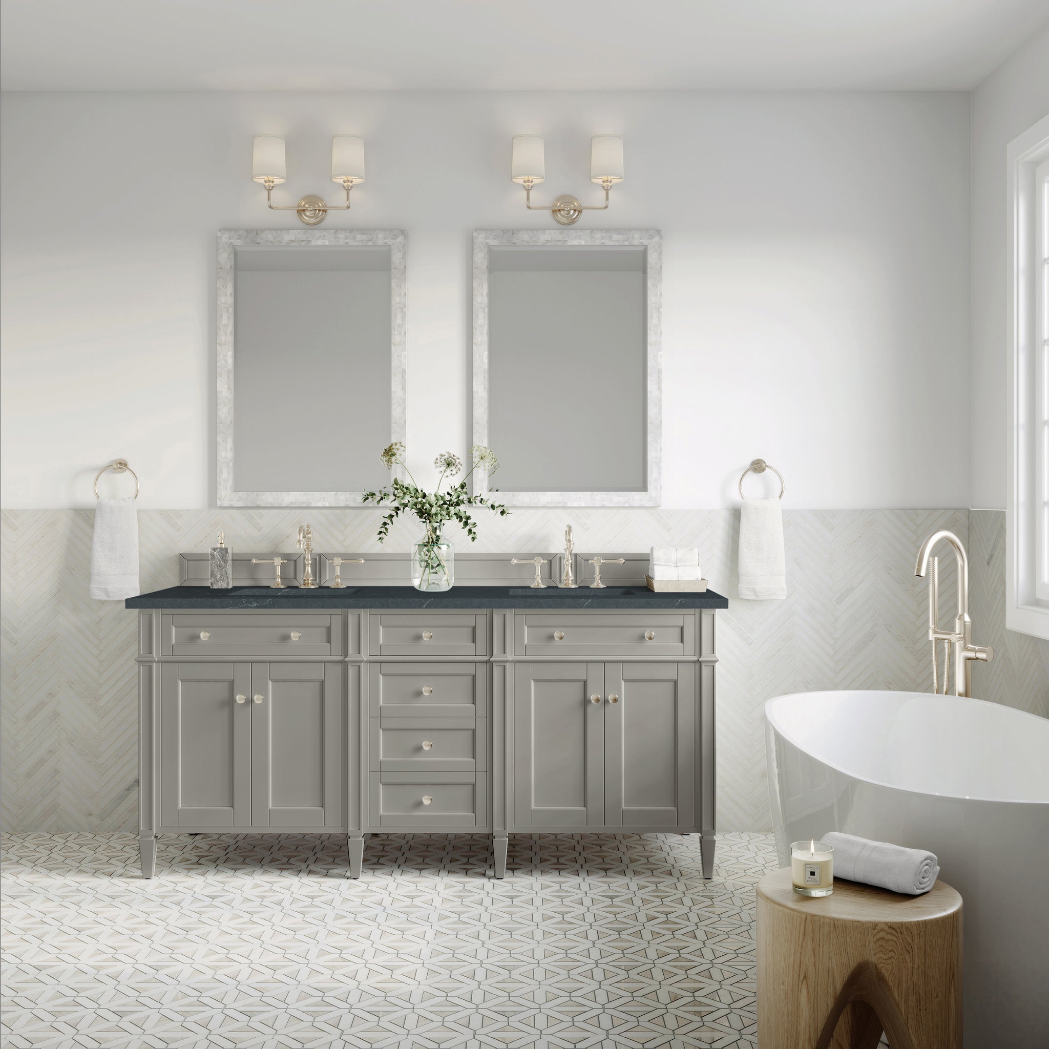 James Martin Brittany 72" Double Bathroom Vanity, Urban Gray, view 34