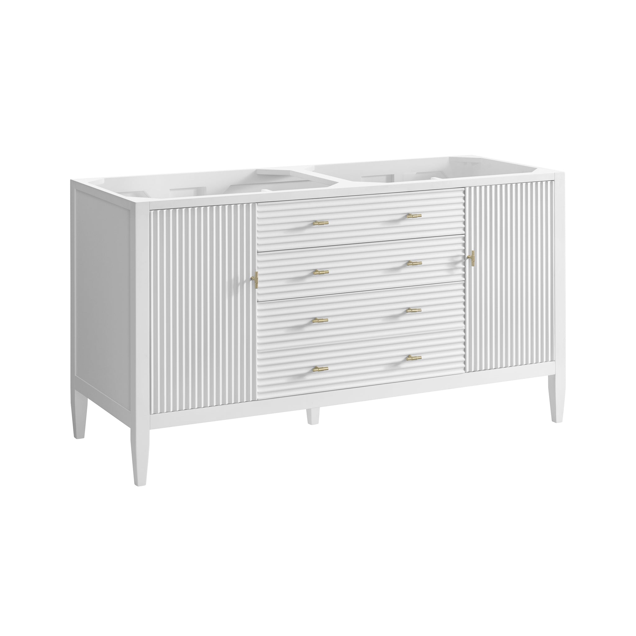James Martin Myrrin 60" Double Bathroom Vanity, Bright White, cabinet without a countertop