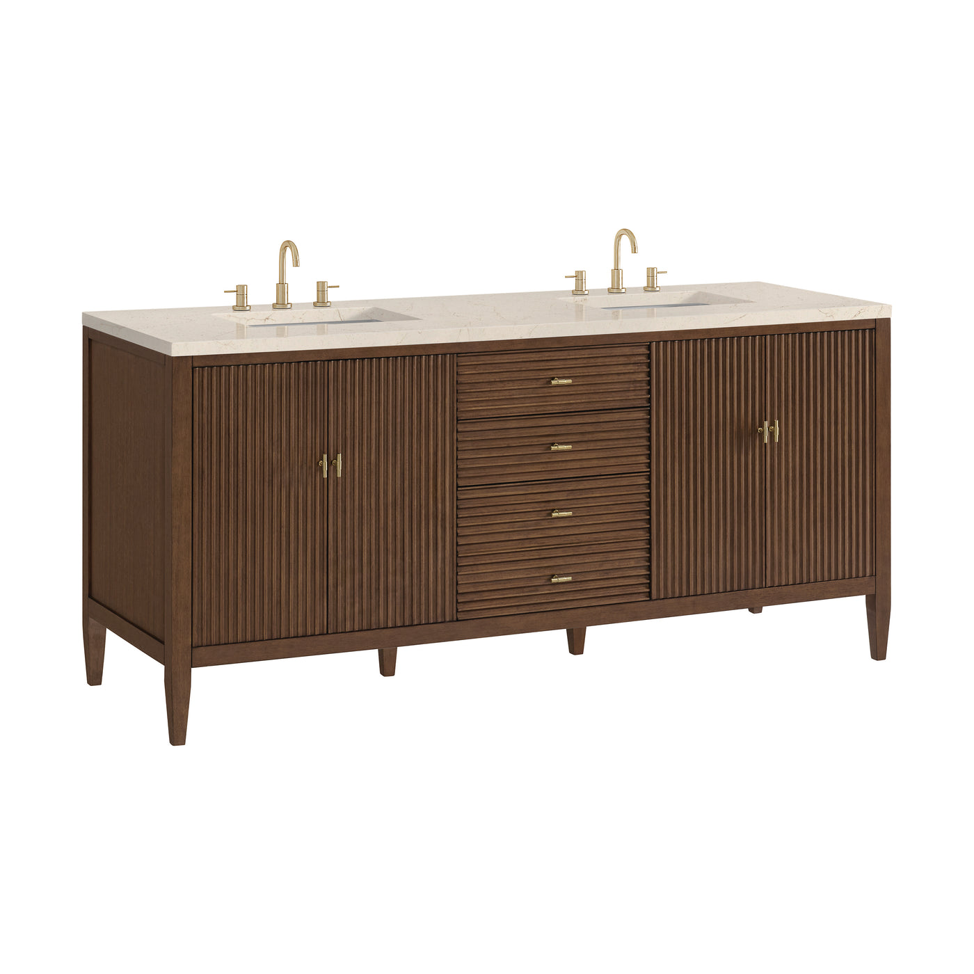 James Martin Myrrin 72" Double Bathroom Vanity, Mid-Century Walnut, view 23