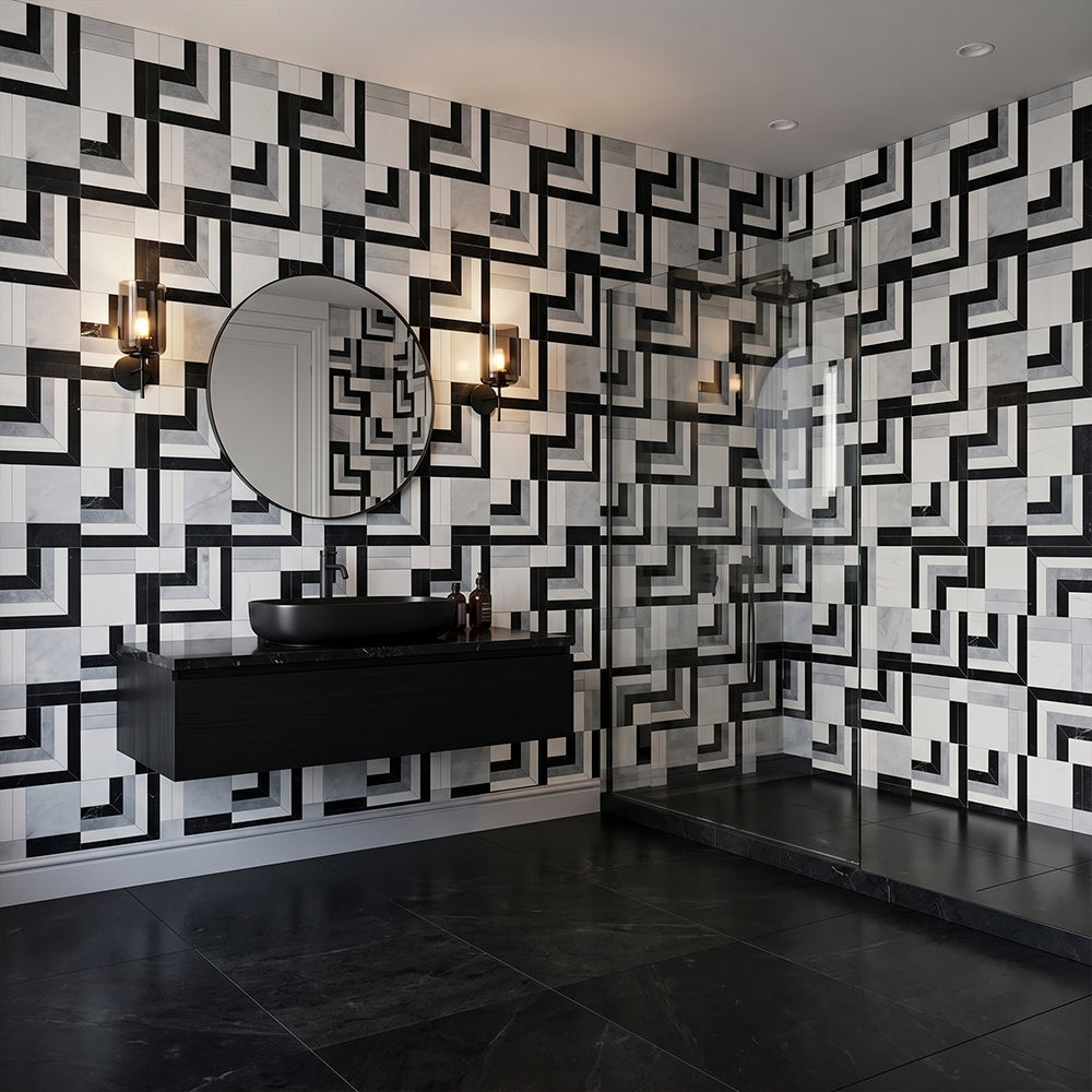 Una Polished Marble Mosaics 12x13 3/16 Marble Polished 12x12 Mosaics — 2