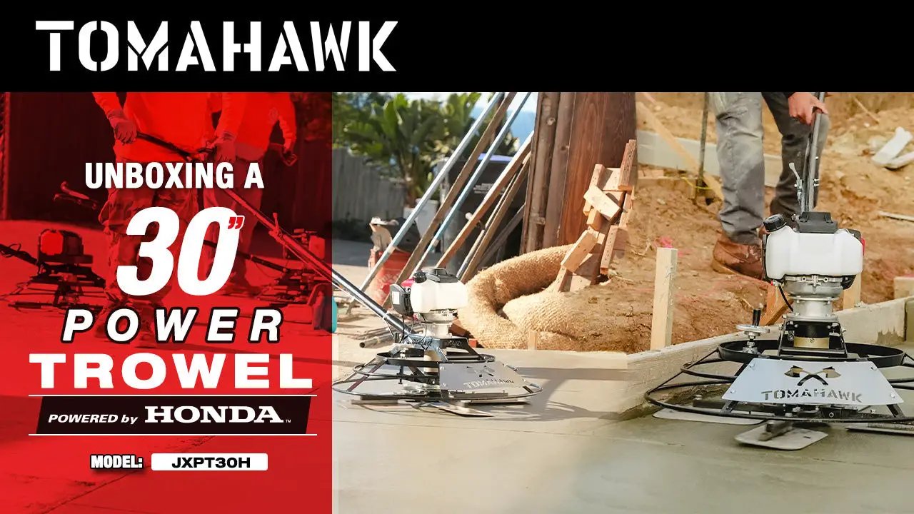 30" Portable Honda Concrete Power Trowel with 18ft Bull Float Handle GX35 by Tomahawk Power
