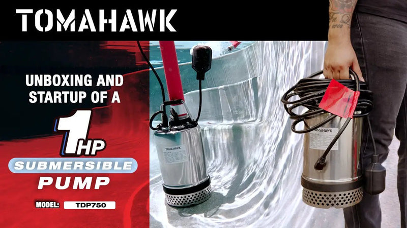 Tomahawk 1 HP Submersible Trash Pump, 73 GPM / 4380 GPH, 750W with Automatic Float Switch Top-Outlet for Flooded Basements, Pools, and Construction Sites by Tomahawk Power