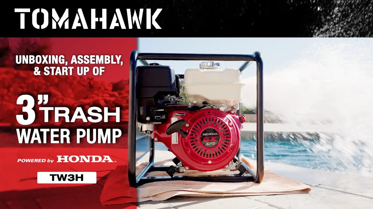 3 Inch Trash Water Pump 375 GPM 8 HP GX270 powered by Honda Portable Utility by Tomahawk Power