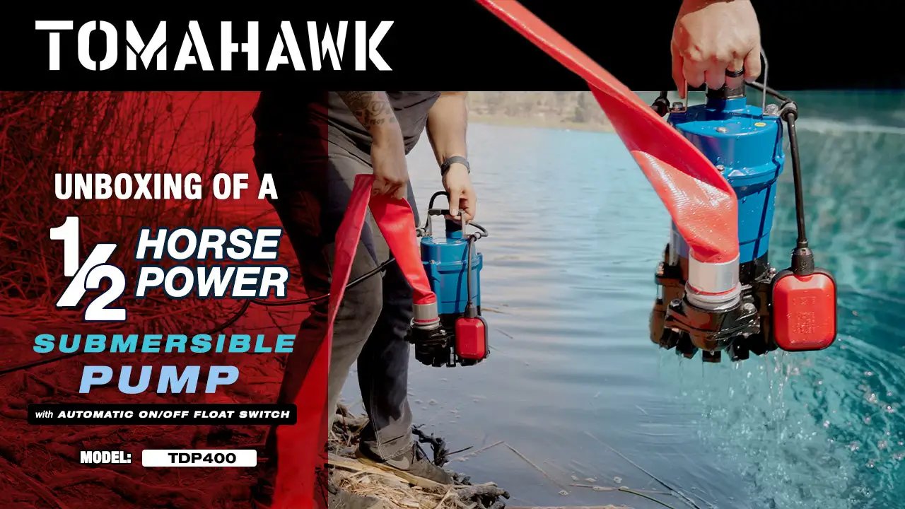 Tomahawk 1/2 HP Submersible Trash Pump, 66 GPM / 3960 GPH, 400W 2" Discharge for Dewatering Flooded Basements, Pools, Irrigation by Tomahawk Power