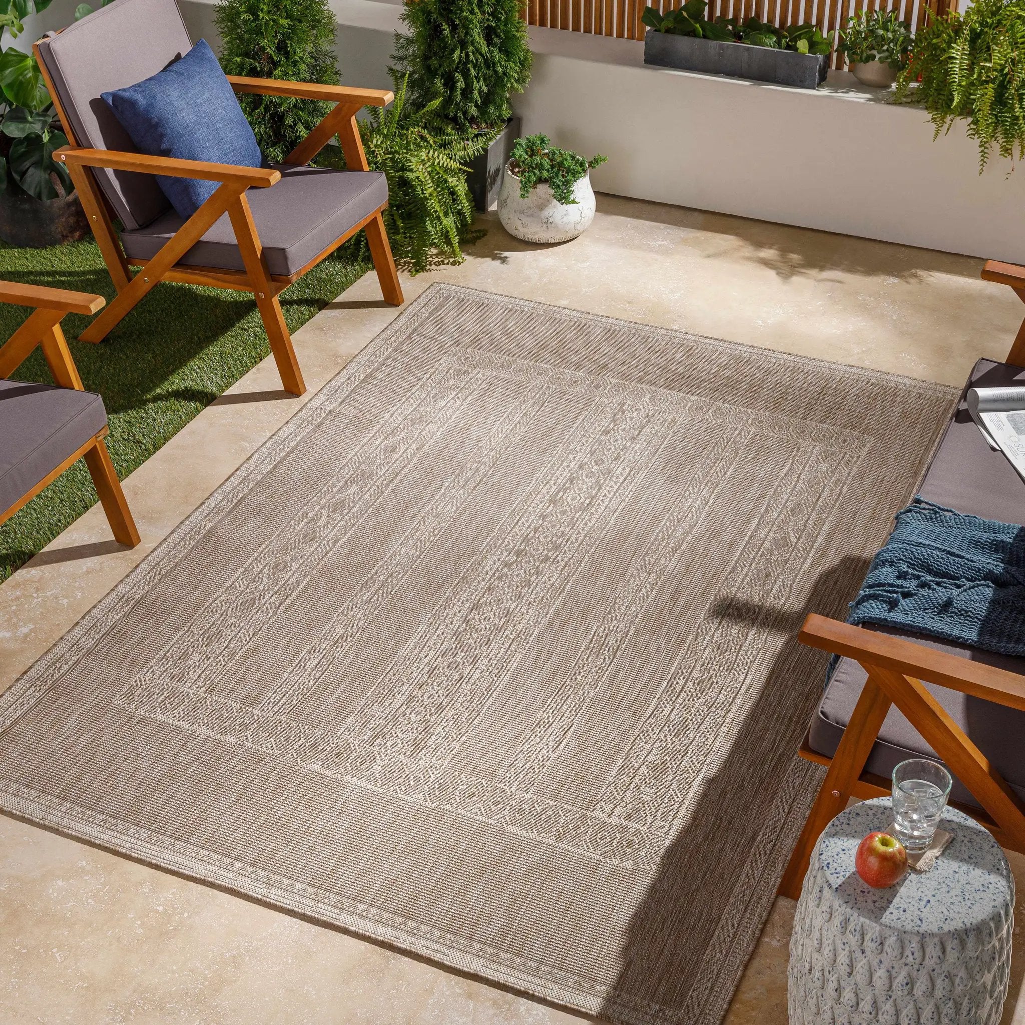 Unidos Beige Outdoor Area Rug - Clearance by Boutique Rugs