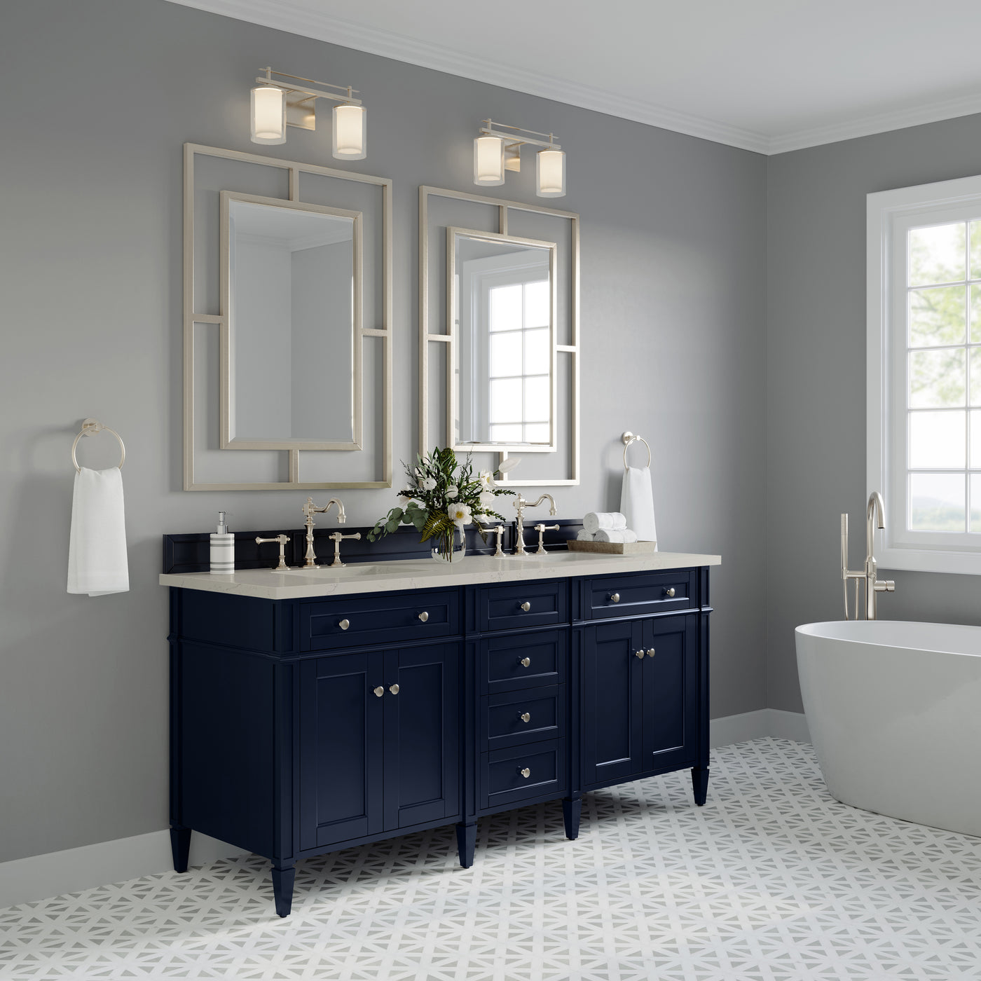 James Martin Brittany 72" Double Bathroom Vanity, Victory Blue, view 34