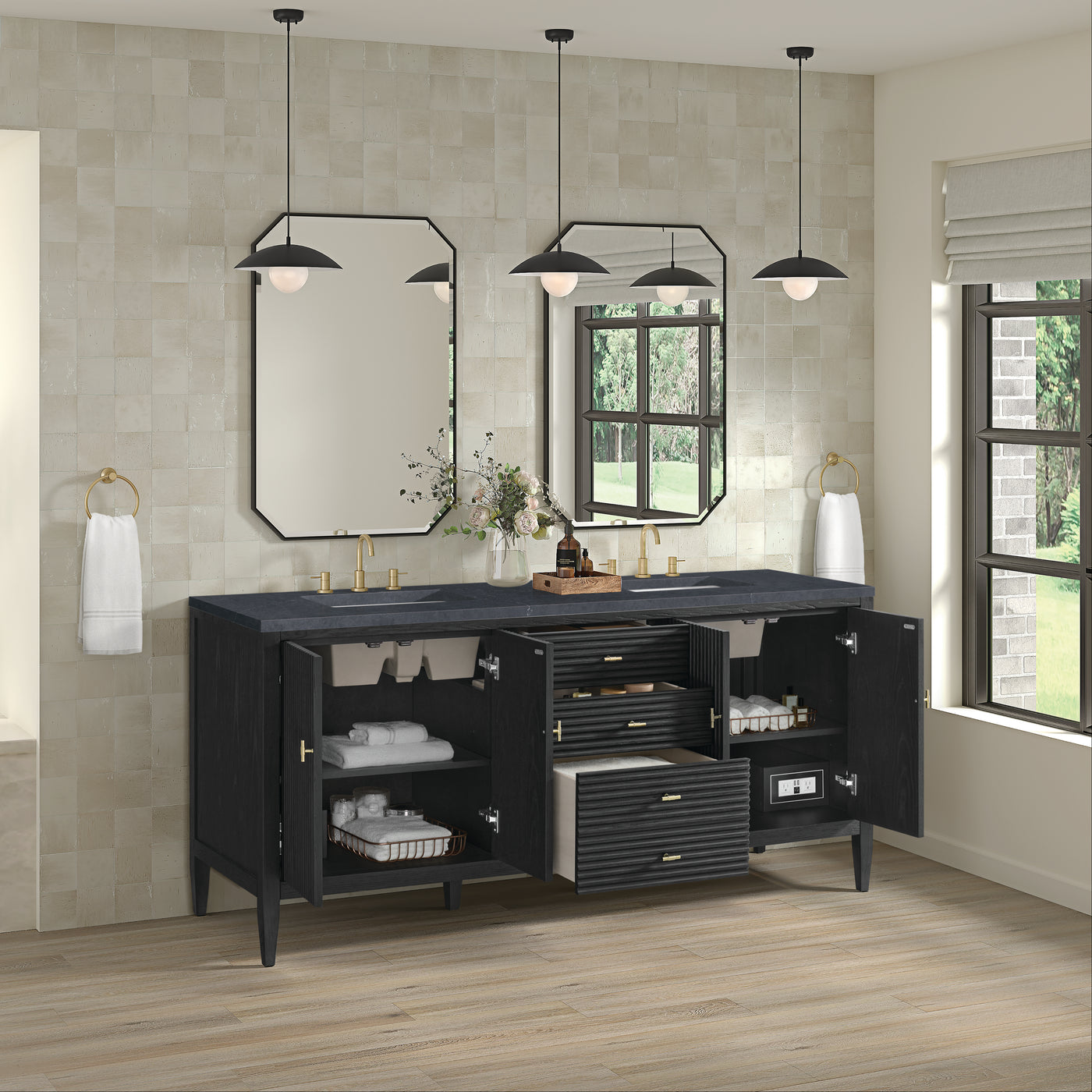James Martin Myrrin 72" Double Bathroom Vanity, Carbon Oak, view 38