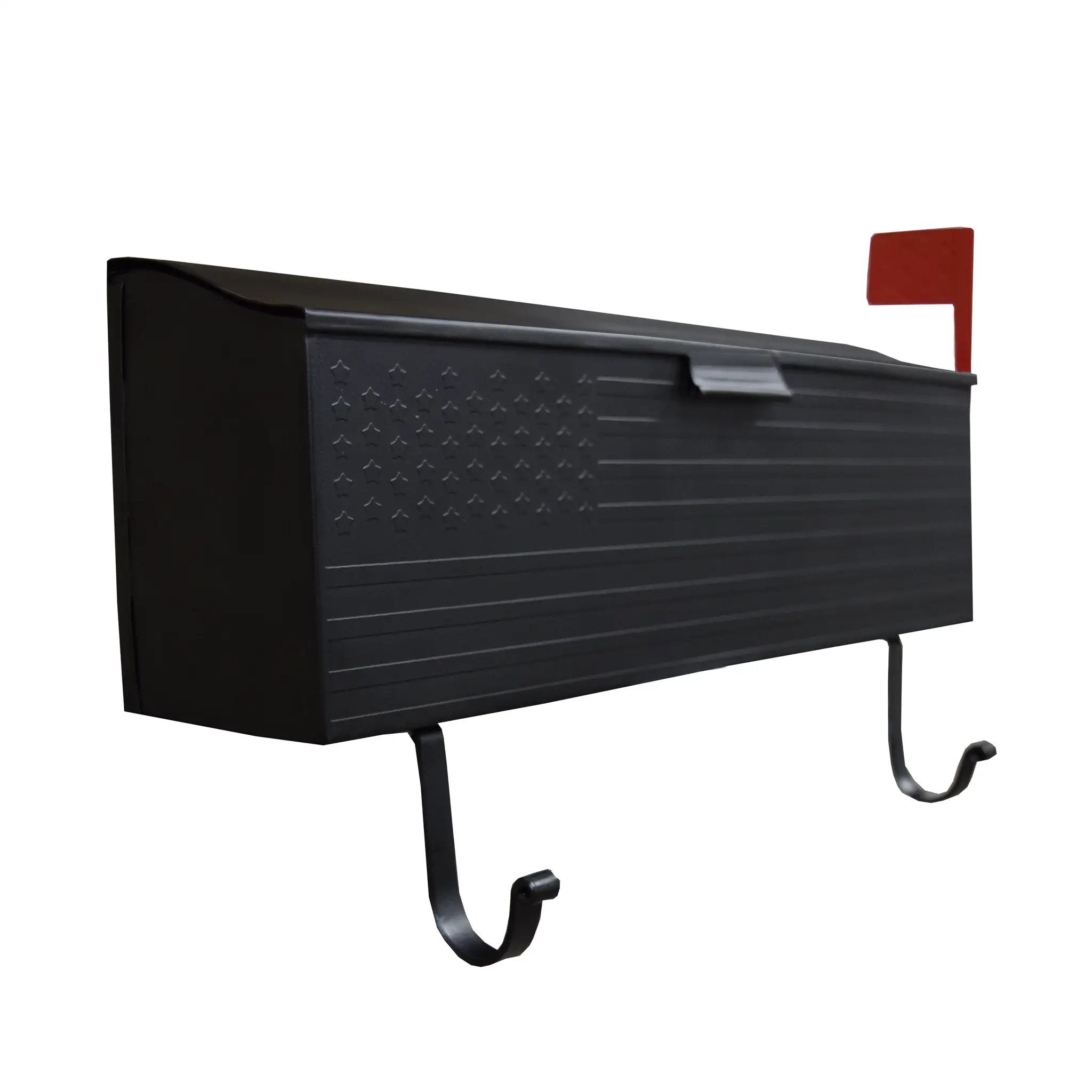 Black American Flag Metal Wall Mounted Mailbox with Hangers by Sharicks